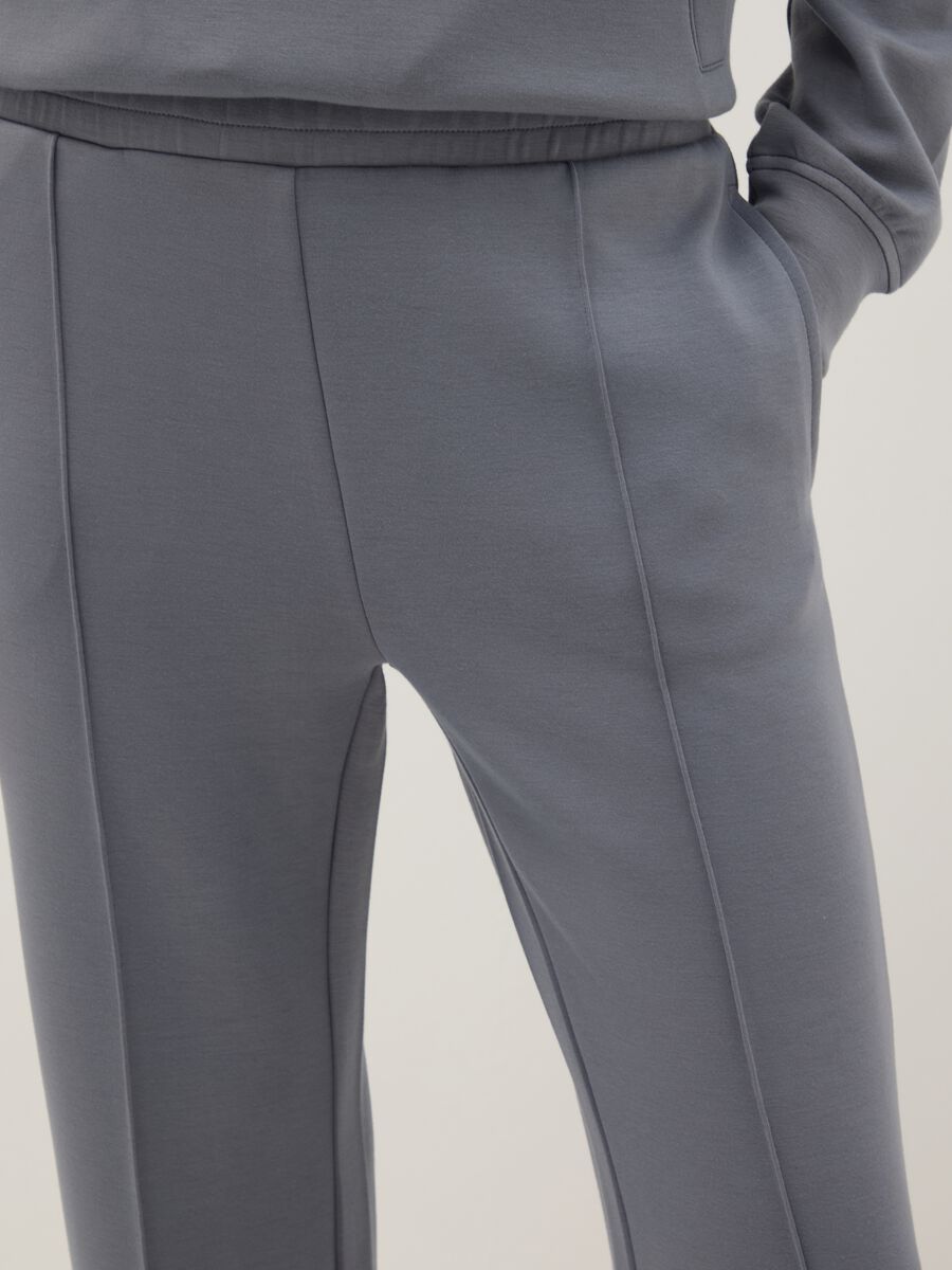 Grey wide leg trousers in stretch modal blend_3