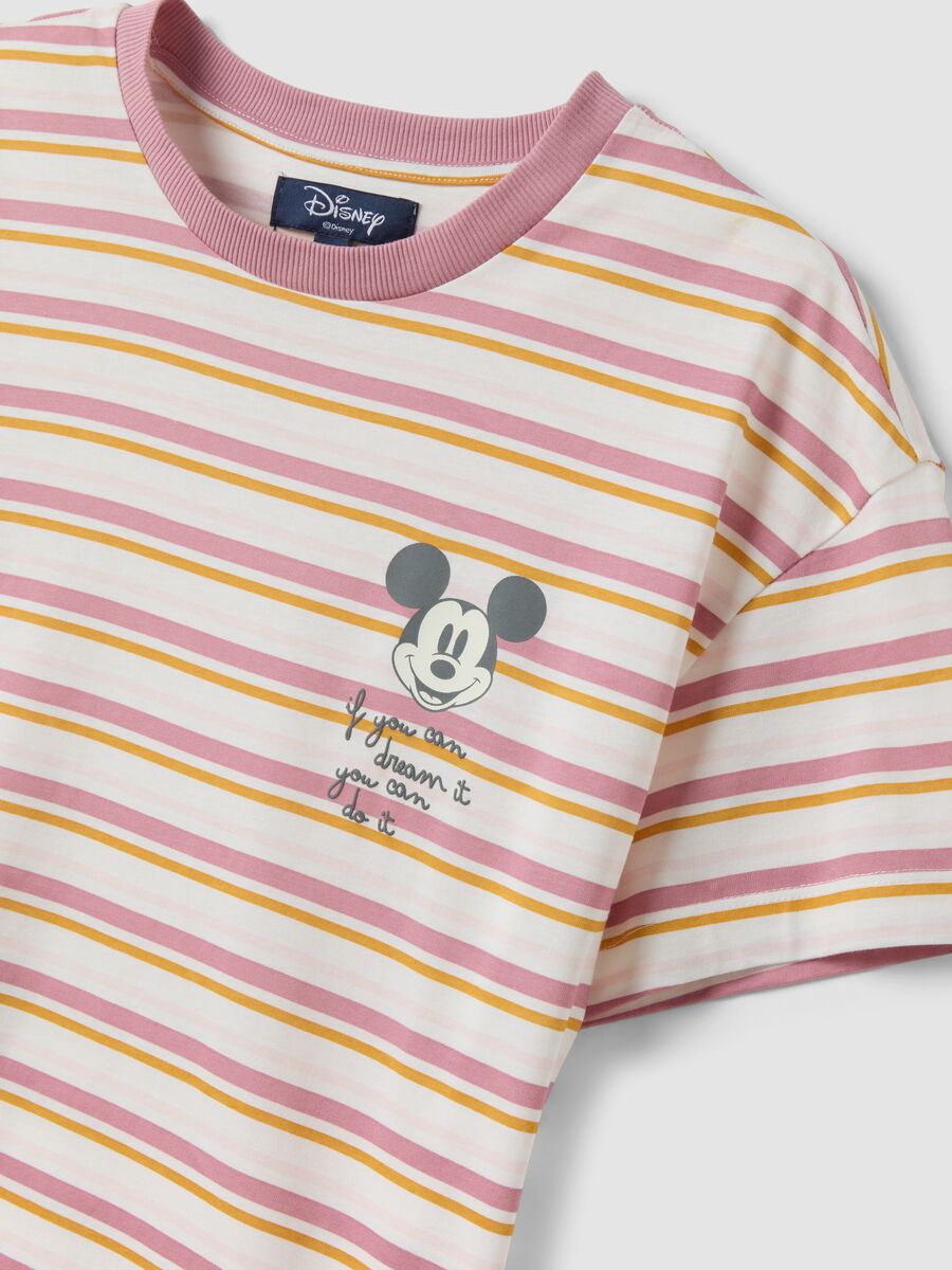 White striped organic cotton pyjama T-shirt with Mickey Mouse print_6