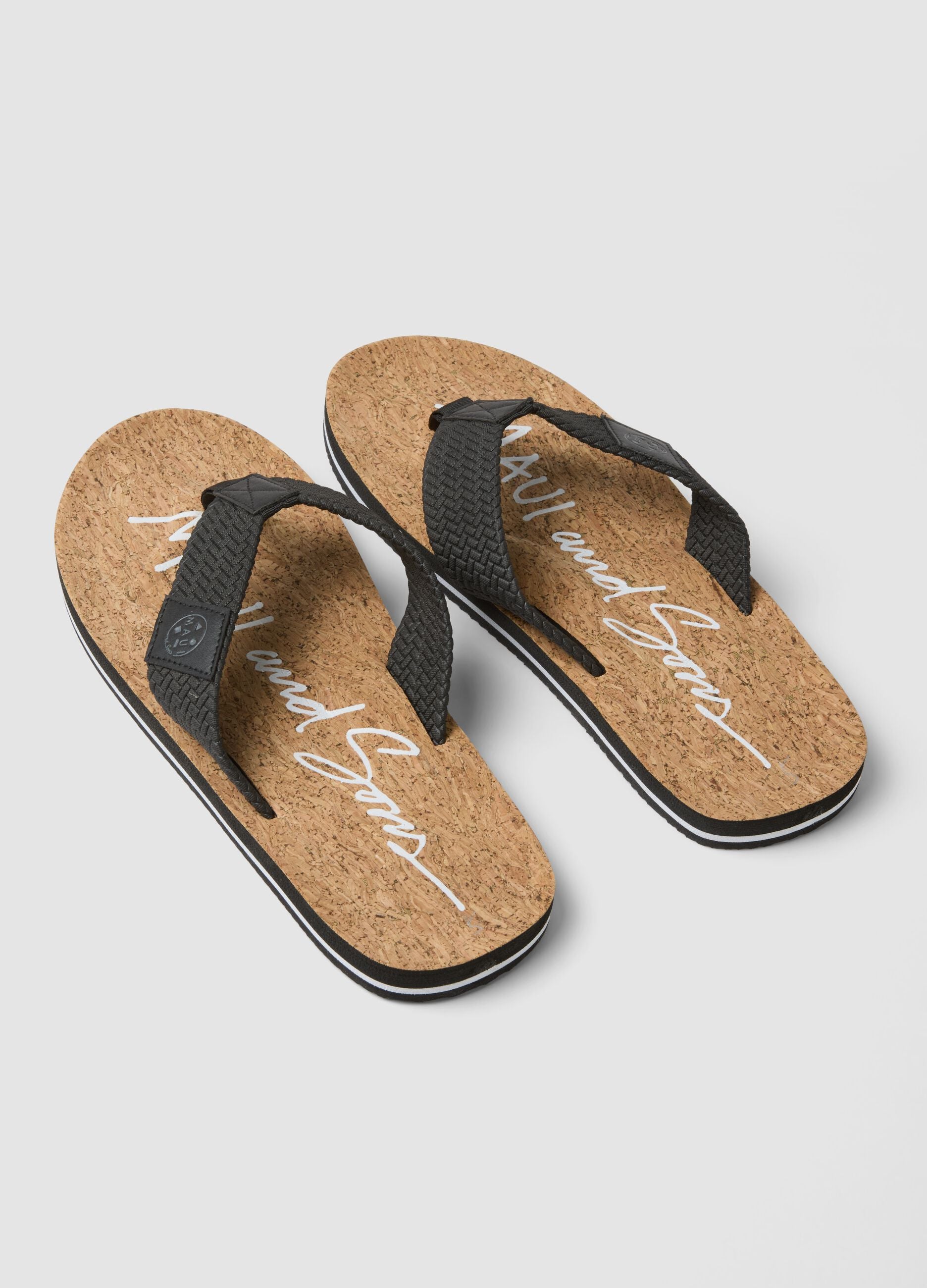 Multicolour flip-flops with cork sole