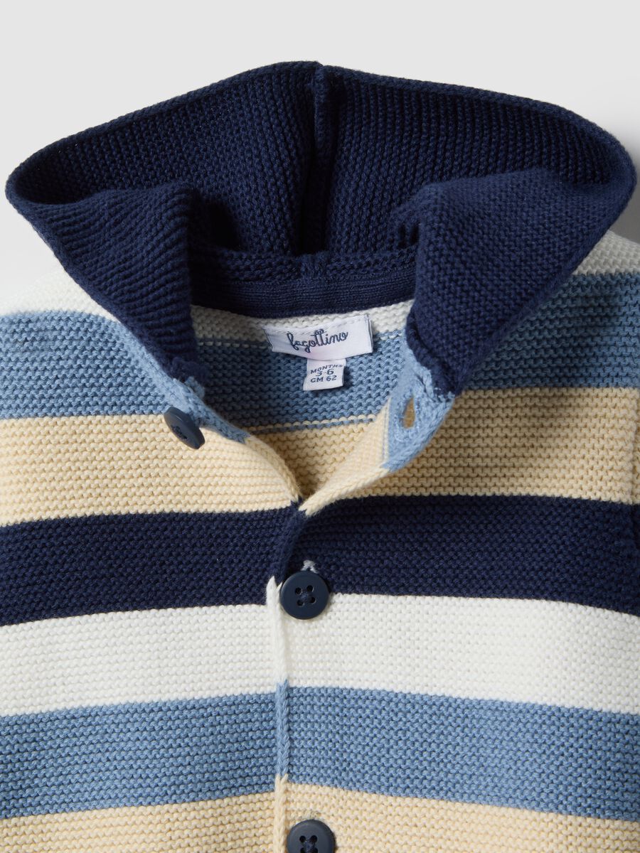 Baby's pure cotton cardigan with multicoloured stripes, regular fit_2