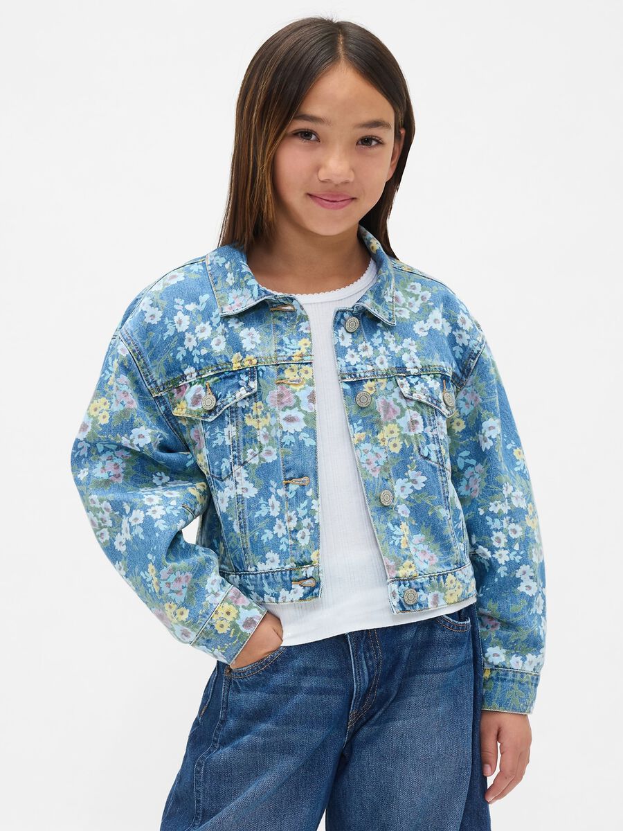 Multicolour Denim Jacket with Flowers_0