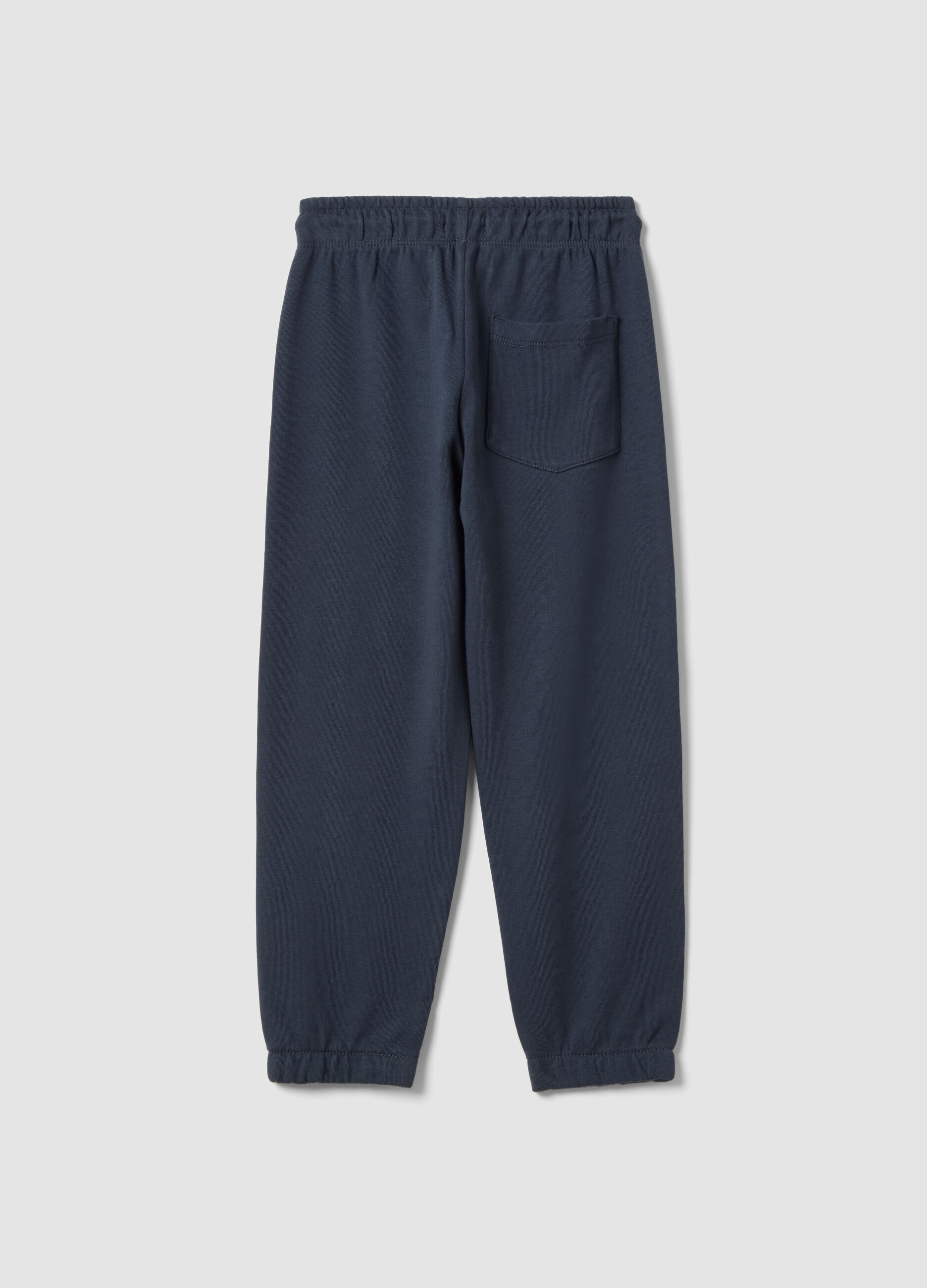 Children's Regular Fit Blue Cotton Jogger Trousers