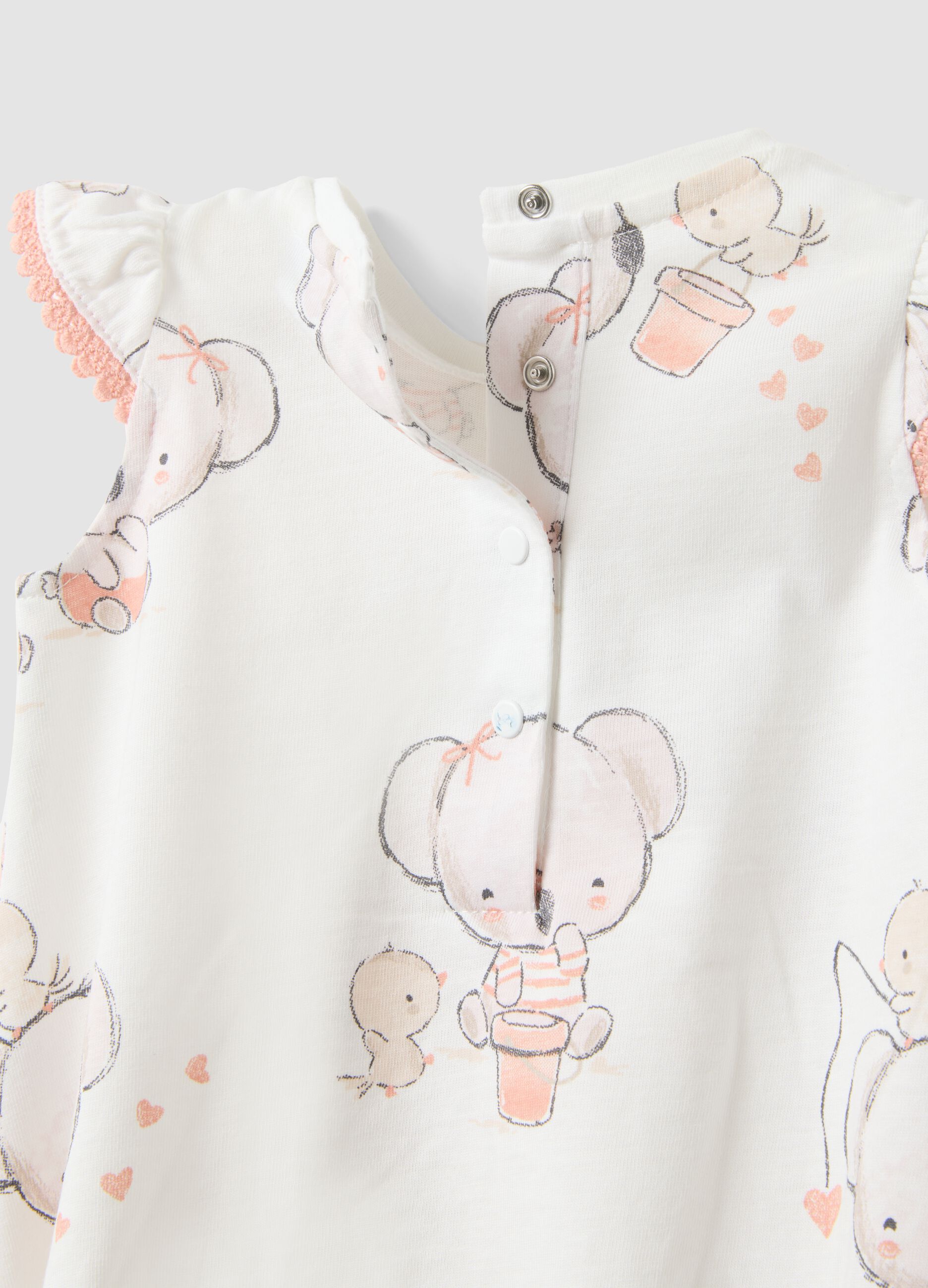 White pure cotton romper for baby girls with designs