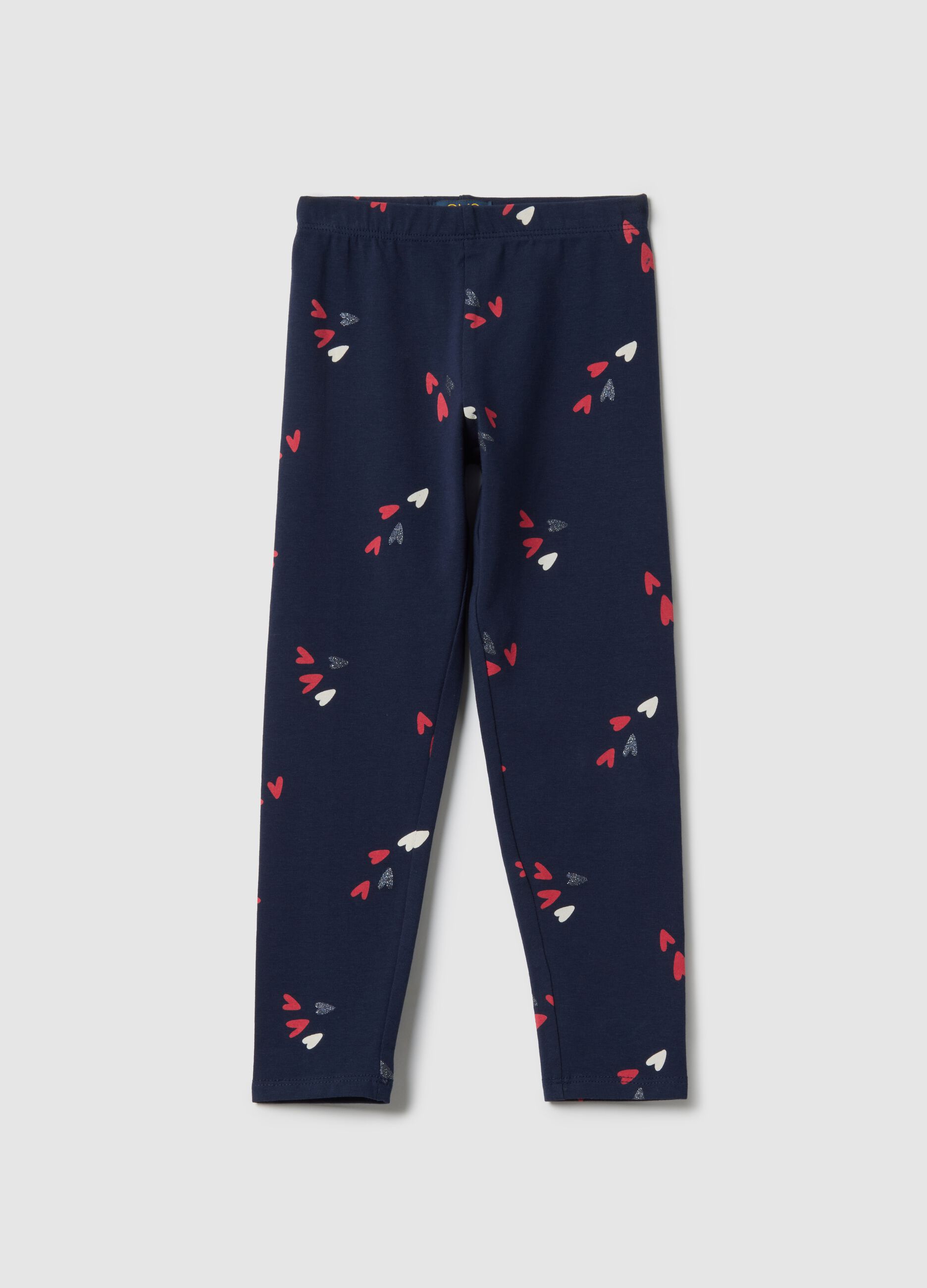 Blue stretch cotton slim fit leggings for girls