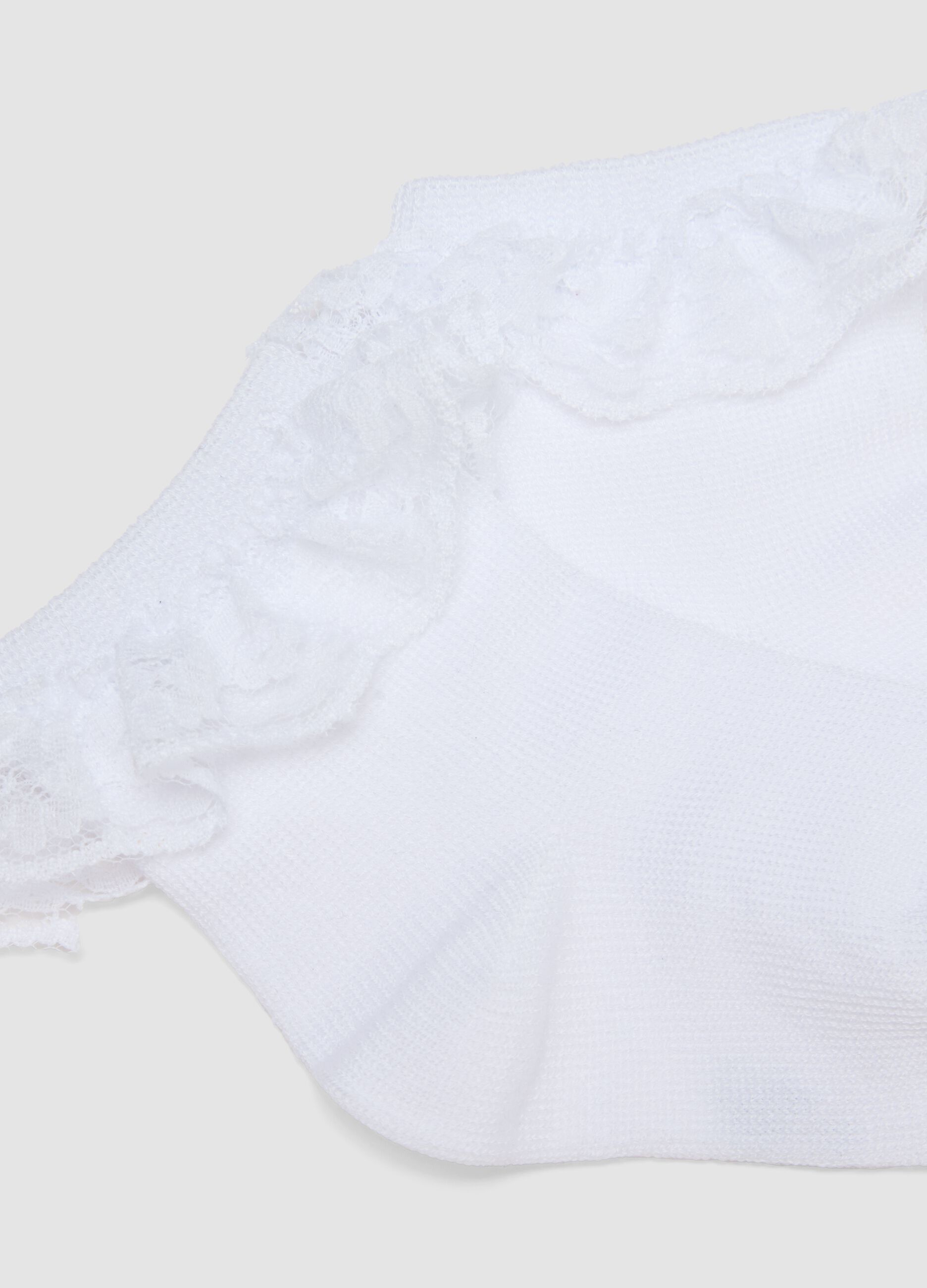 Twin pack of white stretchy cotton baby ankle socks