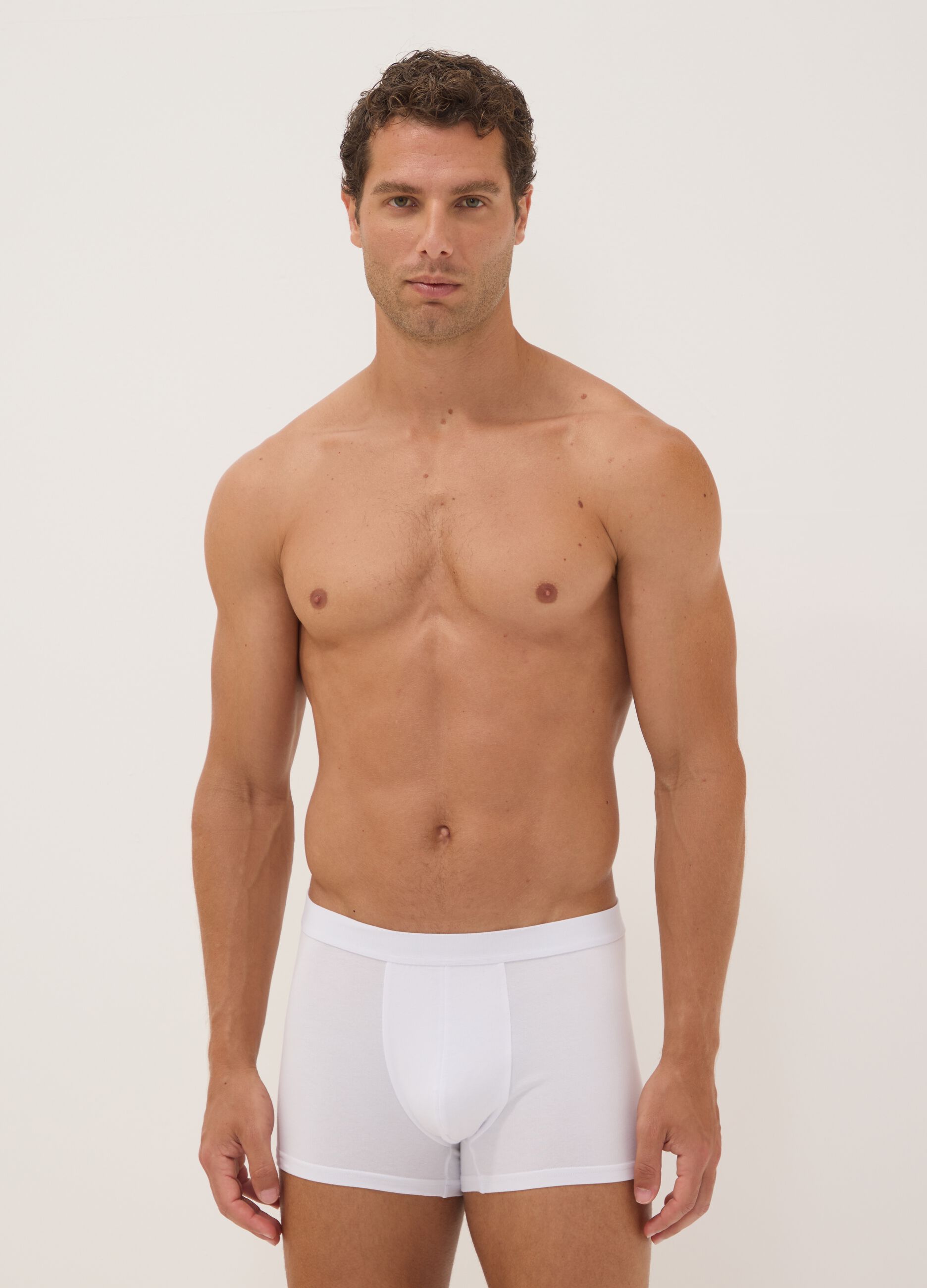 Five-pack of white organic stretch cotton boxer shorts