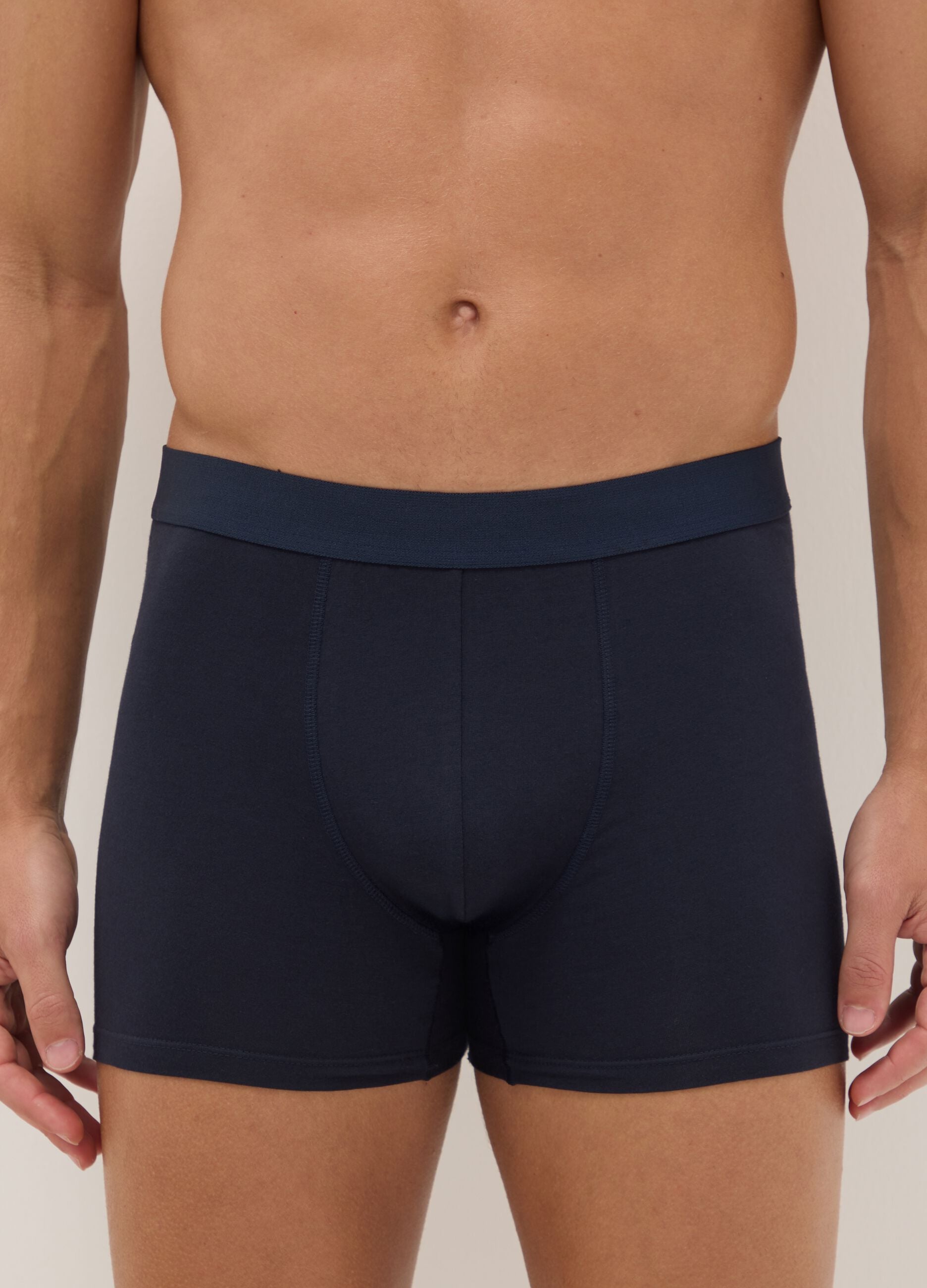 3-pack blue midi boxers in stretch organic cotton, regular fit
