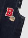 Blue stretch cotton dungarees with teddy bear embroidery for baby_2