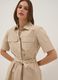 Beige pure cotton shirt dress with belt, regular fit_0