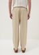 Pantaloni beige in misto lino e cotone con vita elasticizzata_2