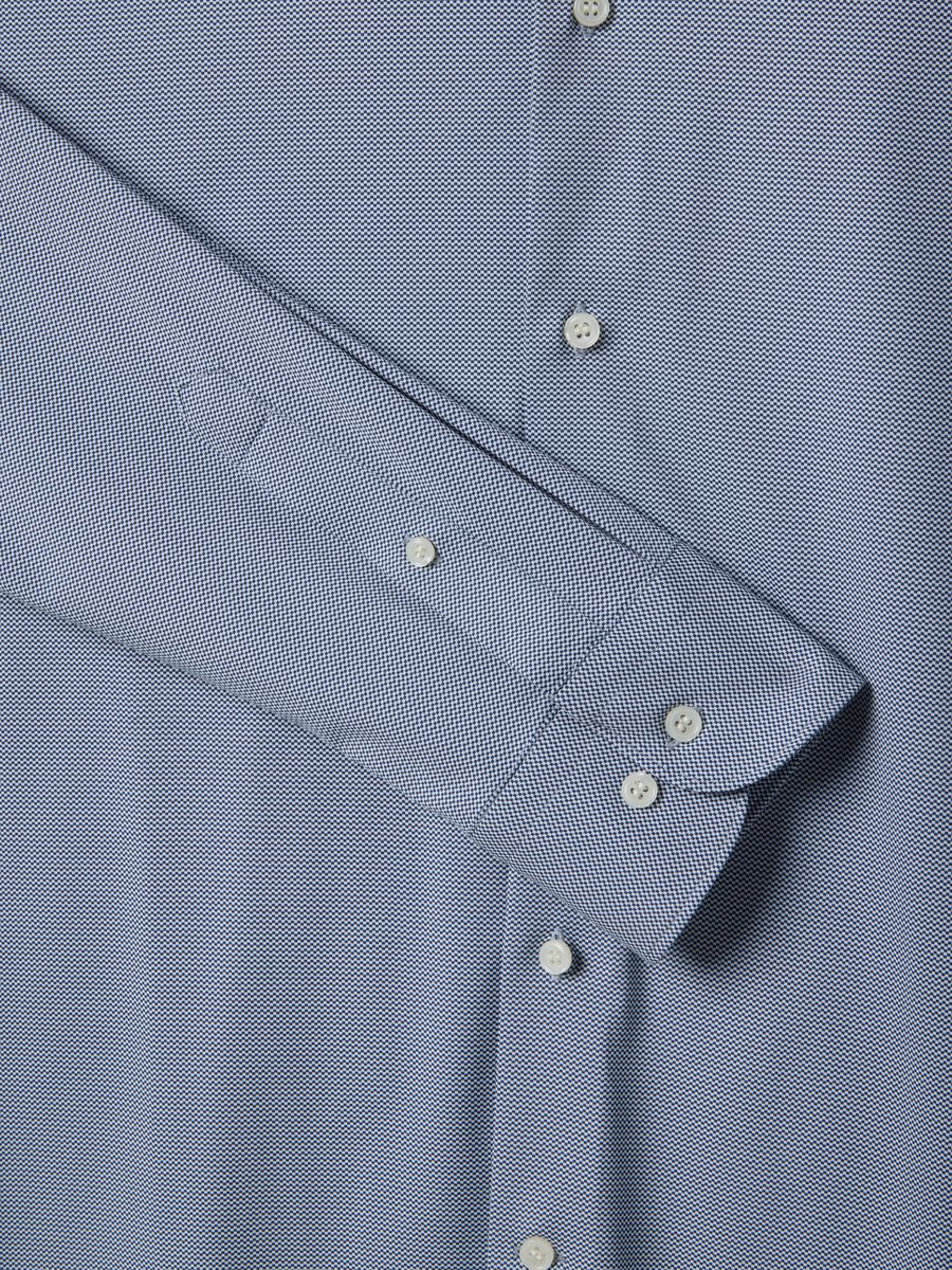Blue Slim Fit Shirt with Buttons and Traditional Collar_5