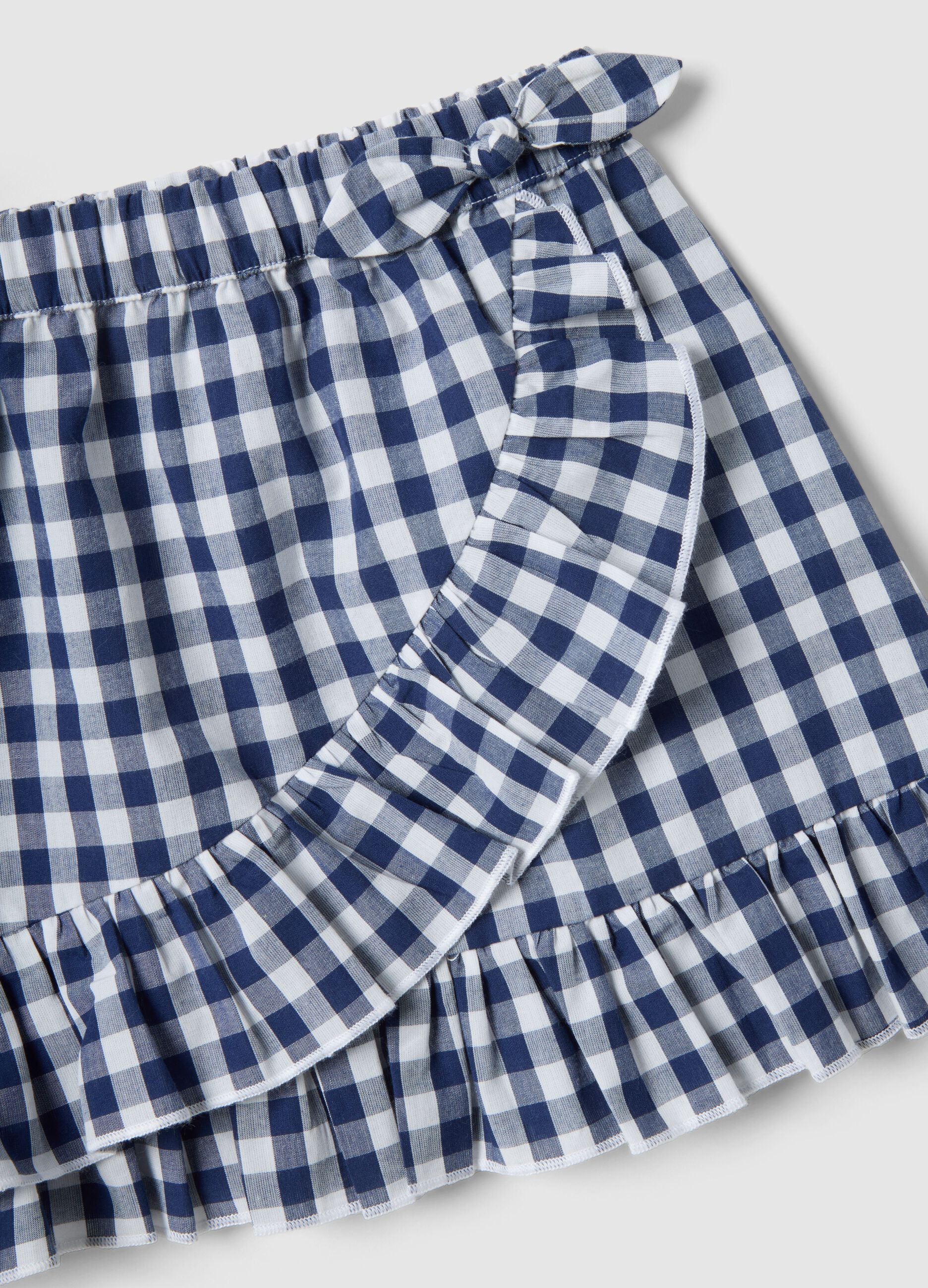 Multicolour checked stretch cotton set for girls with Minnie