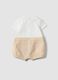 White cotton and linen blend romper with Winnie the Pooh detail for baby_1