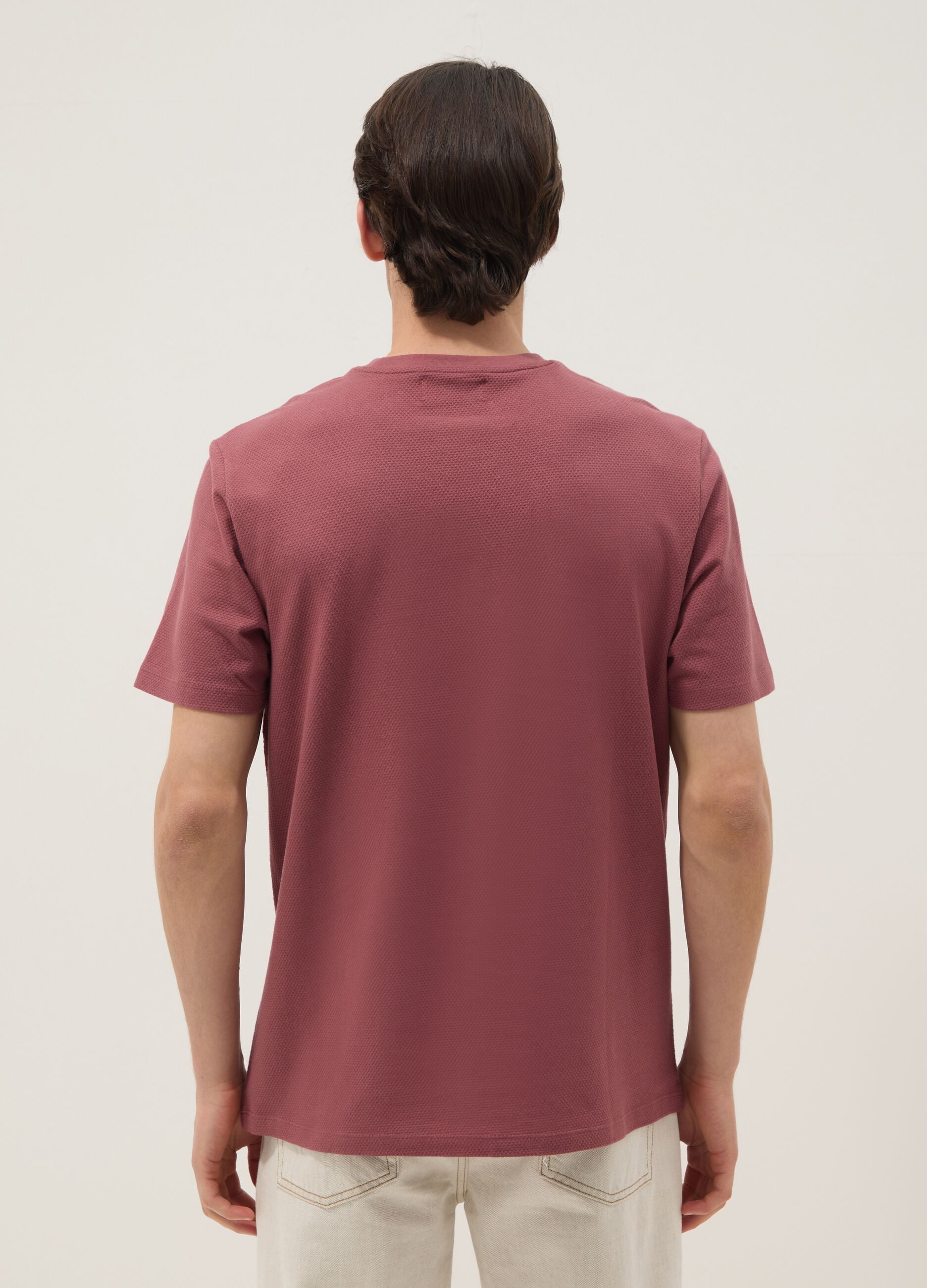 Pink short-sleeve pure cotton T-shirt