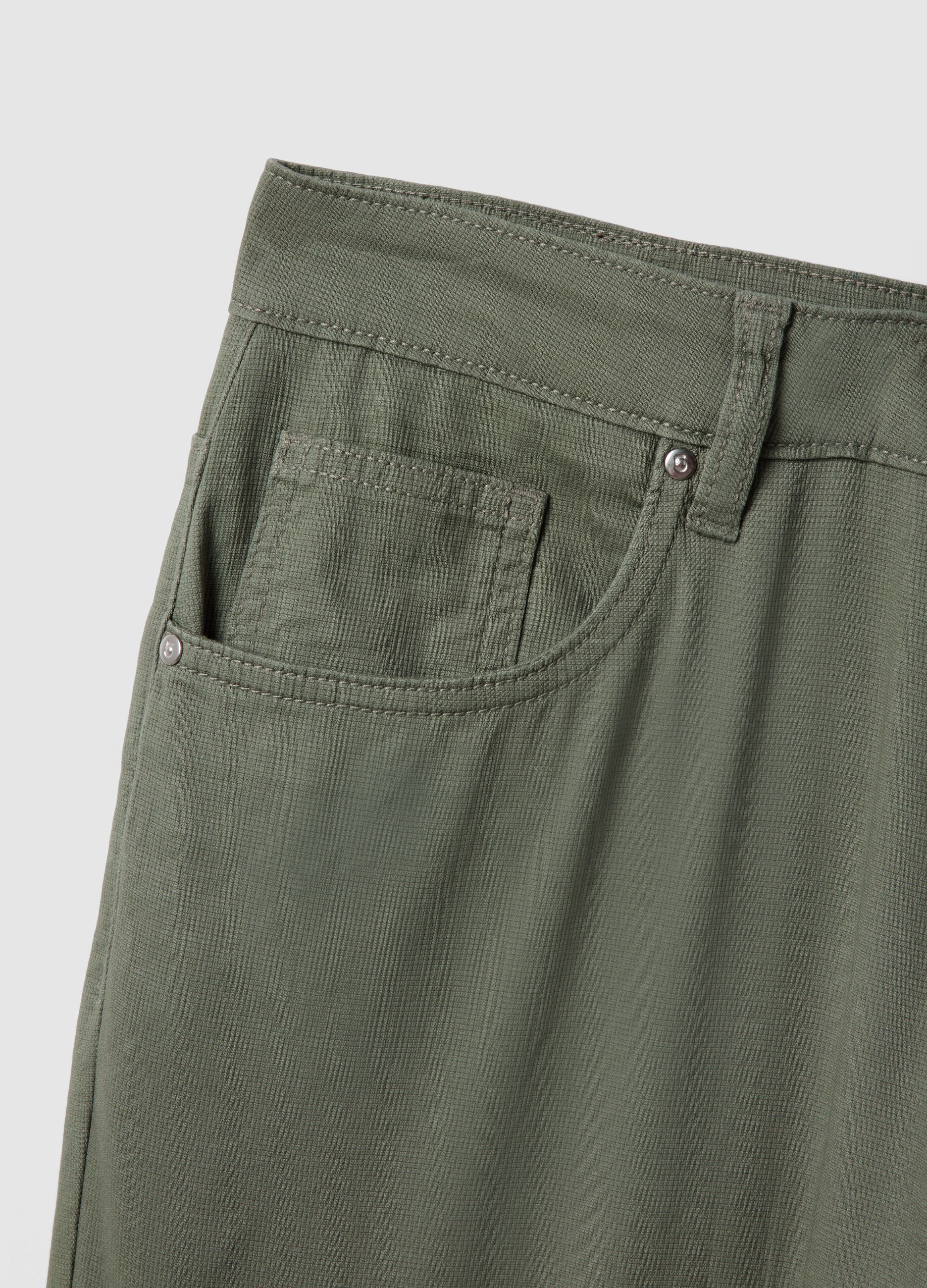 Regular fit green stretch cotton trousers