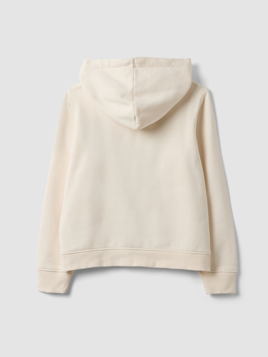Felpa bianca in misto cotone con cappuccio regular fit_1