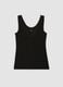 Black stretch viscose vest top with deep V-neck lace trim_4