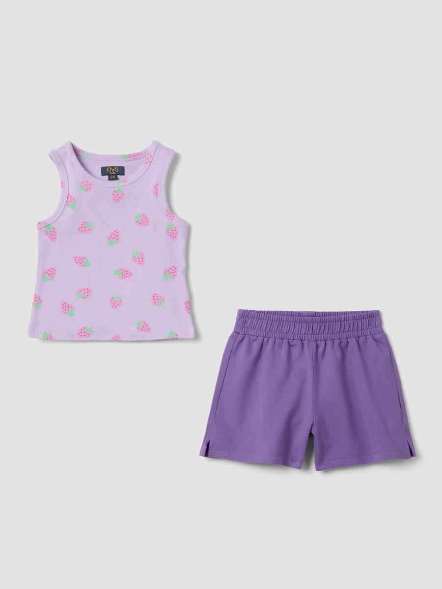 Purple Stretch Cotton Girls' Suit, Regular Fit_0