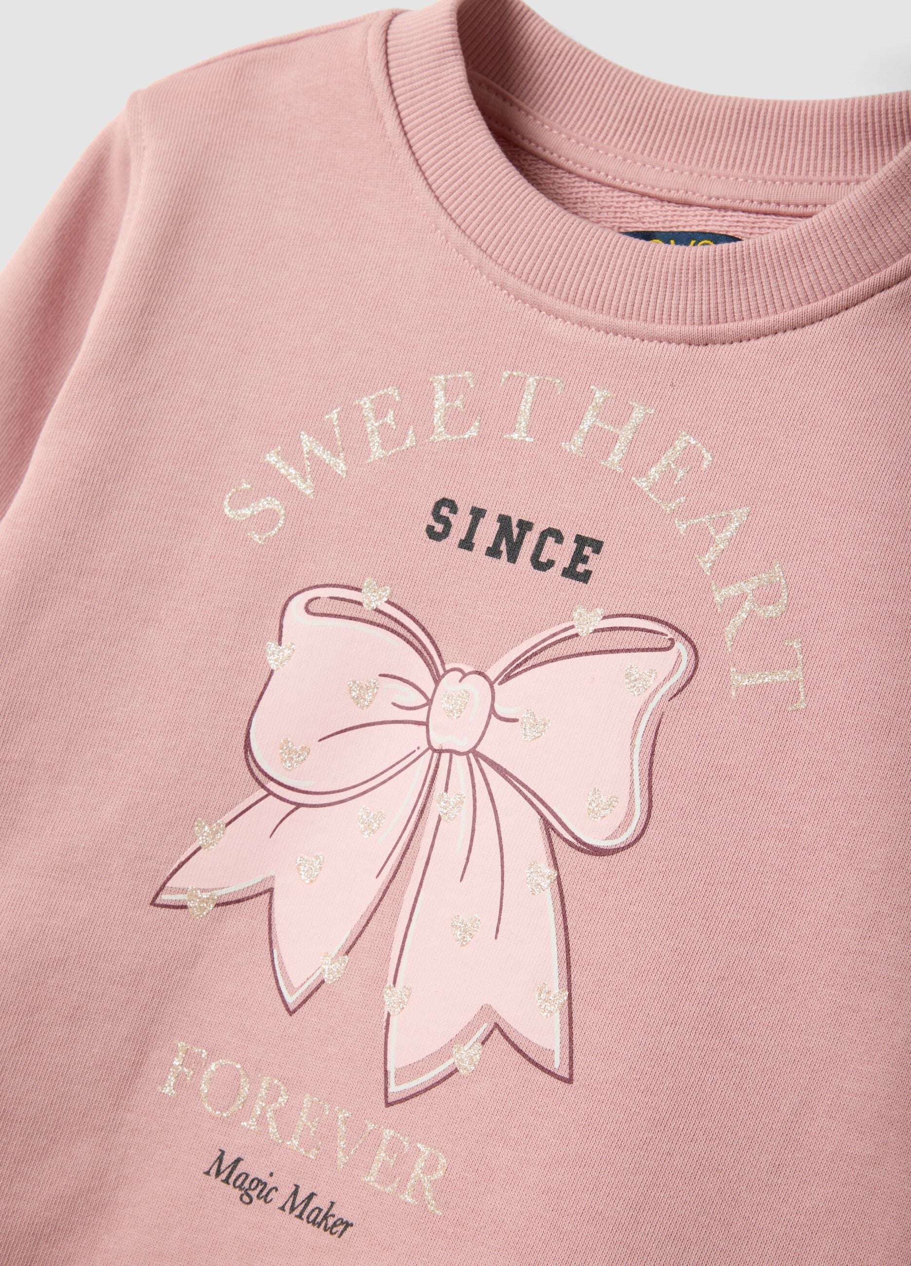 Multicoloured pure cotton printed set with bow detail for girls
