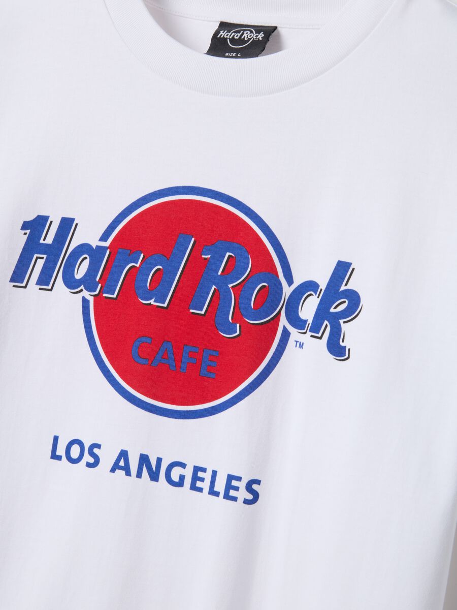 White pure cotton regular fit T-shirt with Hard Rock Cafe logo_5