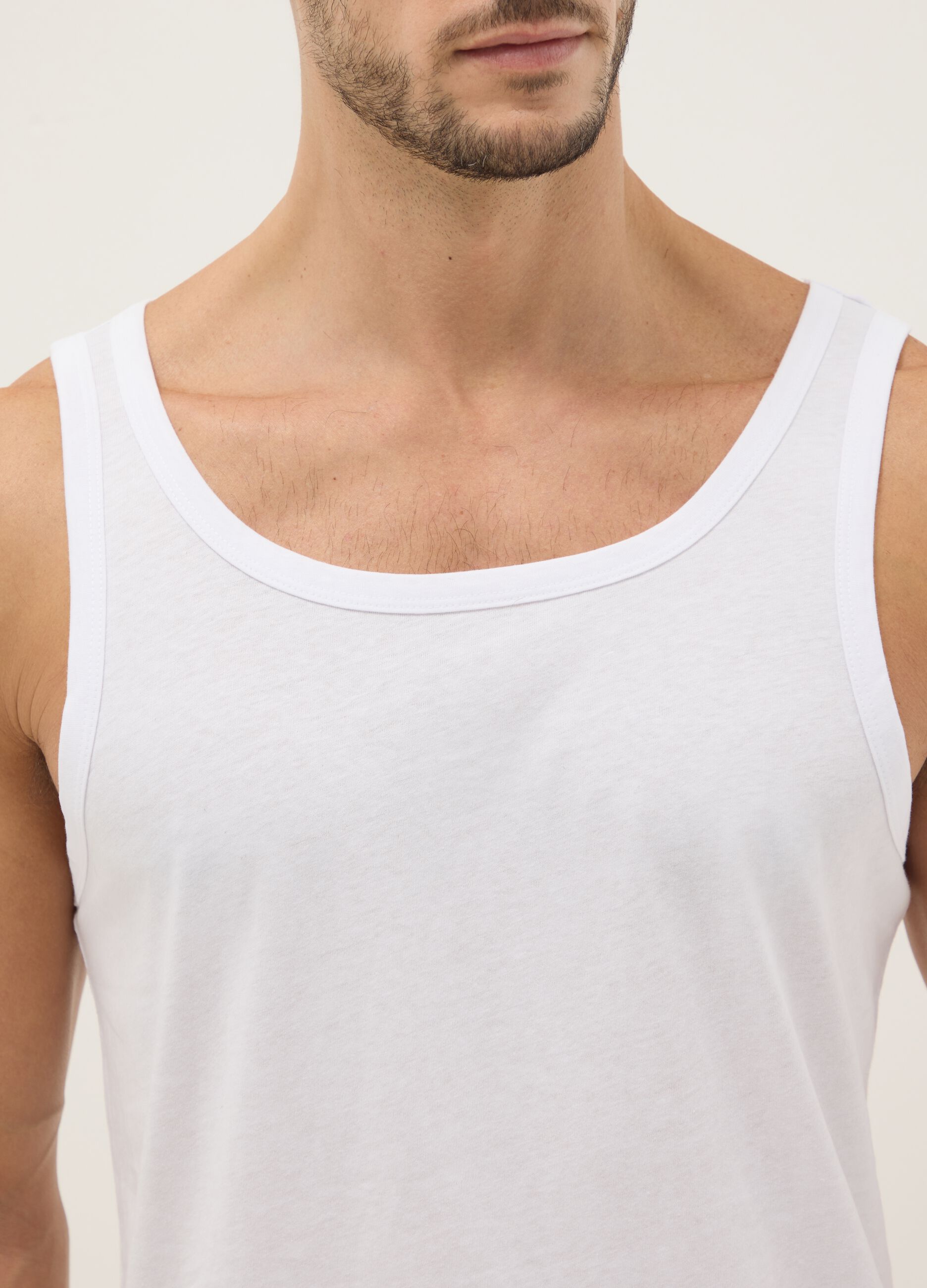White Cotton Tank Top Tripack Regular Fit