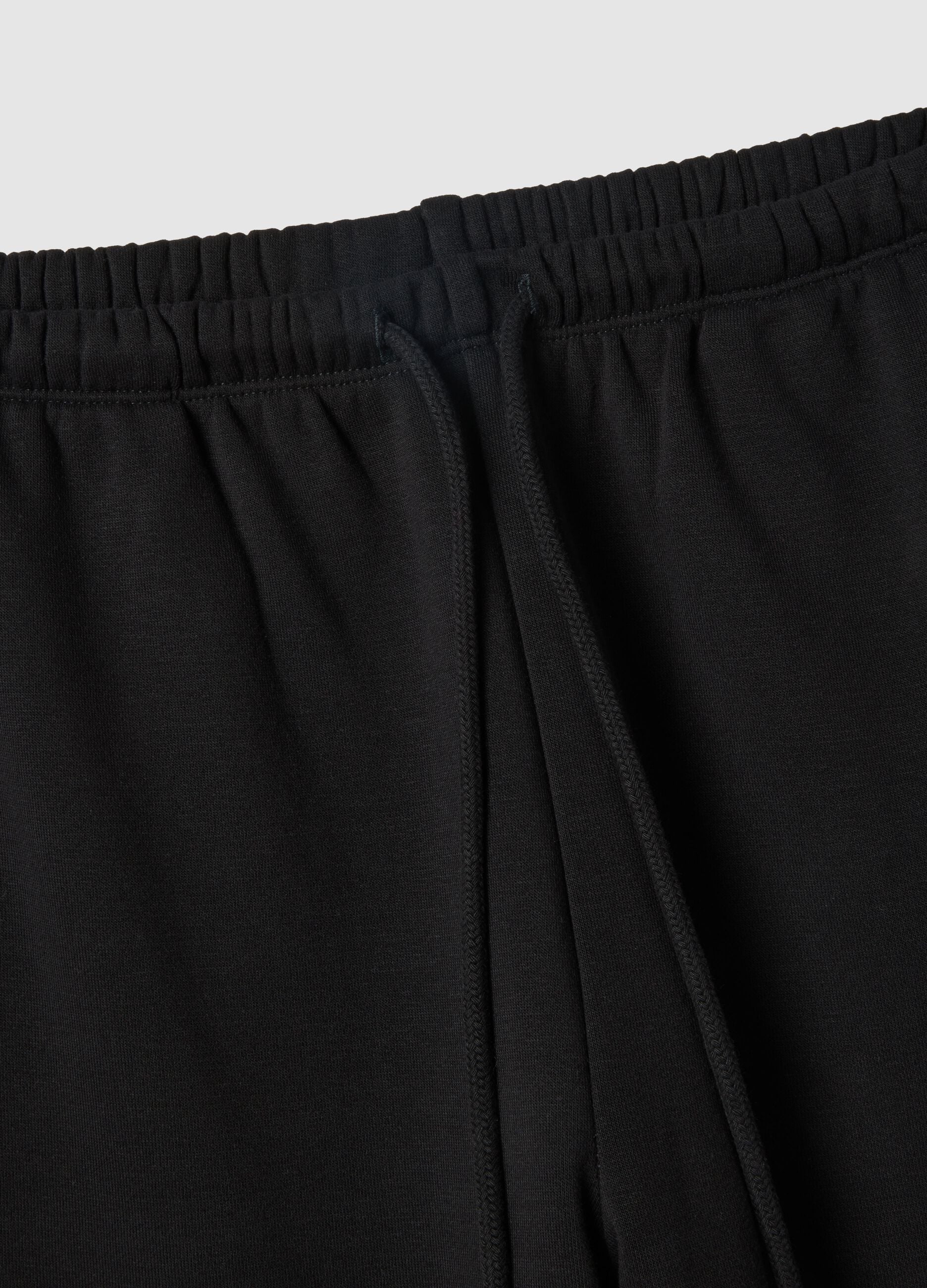Black cotton blend regular fit joggers