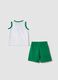 White and green pure cotton set with top and shorts for baby boy, regular fit_1