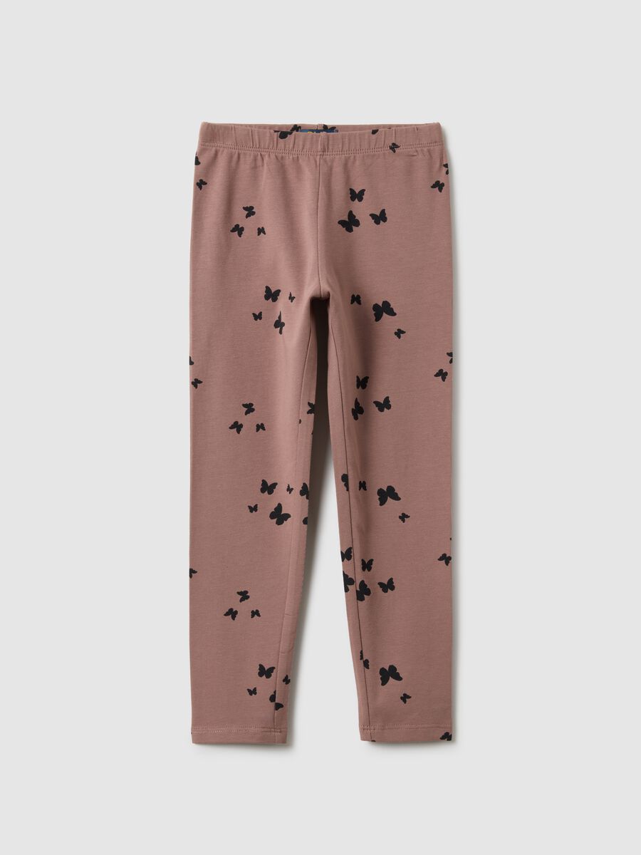Brown stretch cotton skinny fit leggings for girls_1