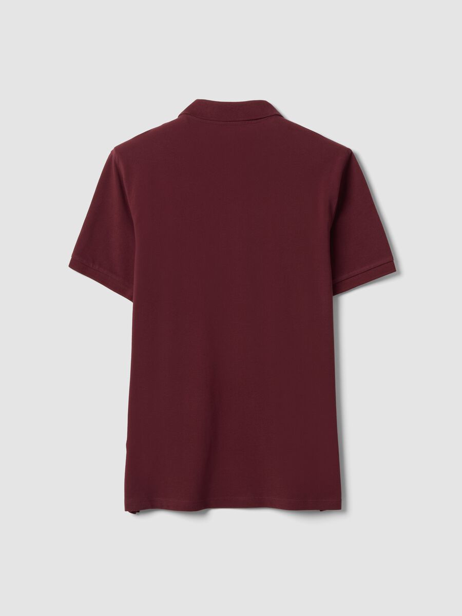 Red pure cotton piqu&eacute; polo shirt with classic collar, regular fit_1