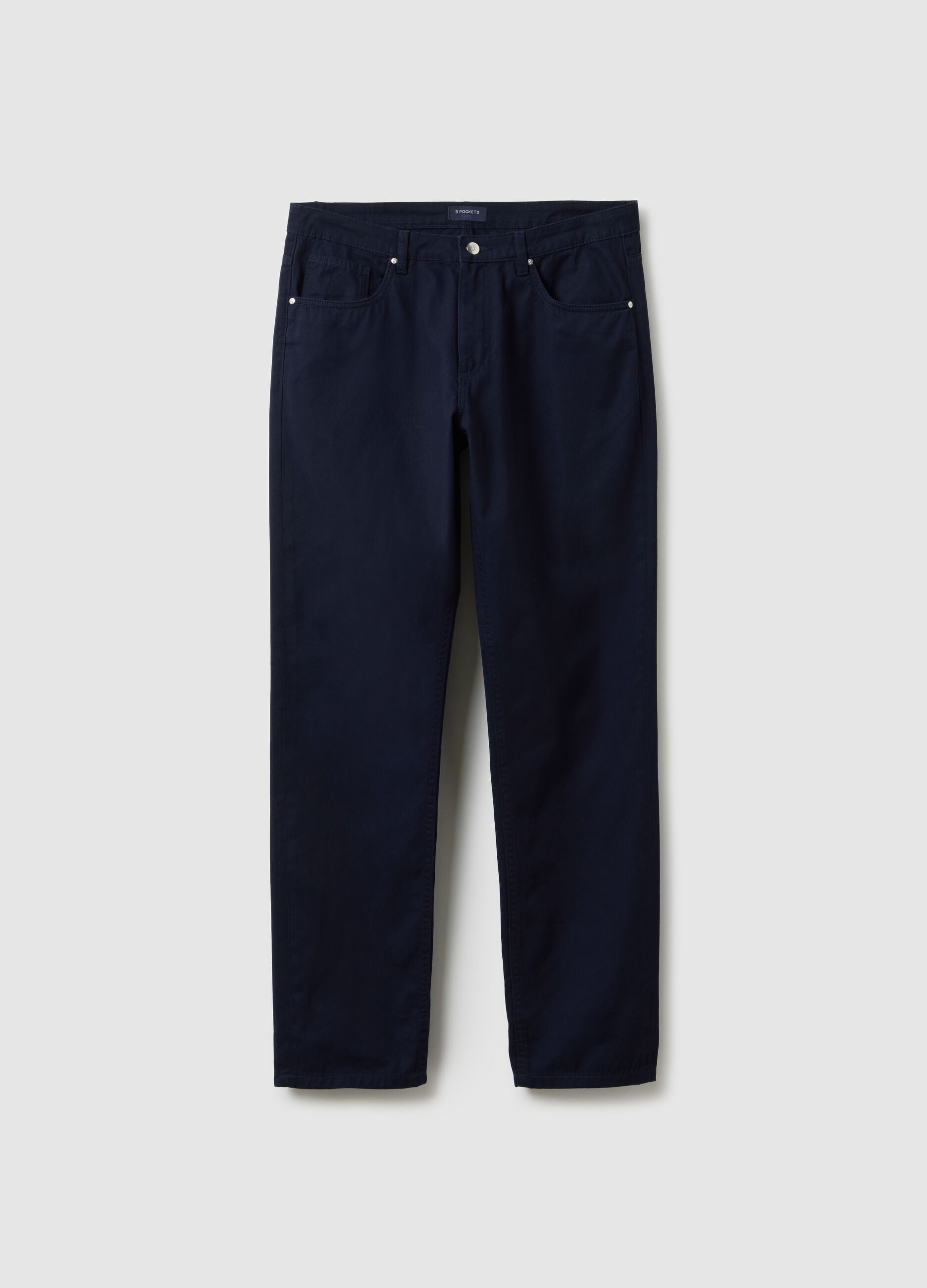 Regular fit blue pure cotton trousers