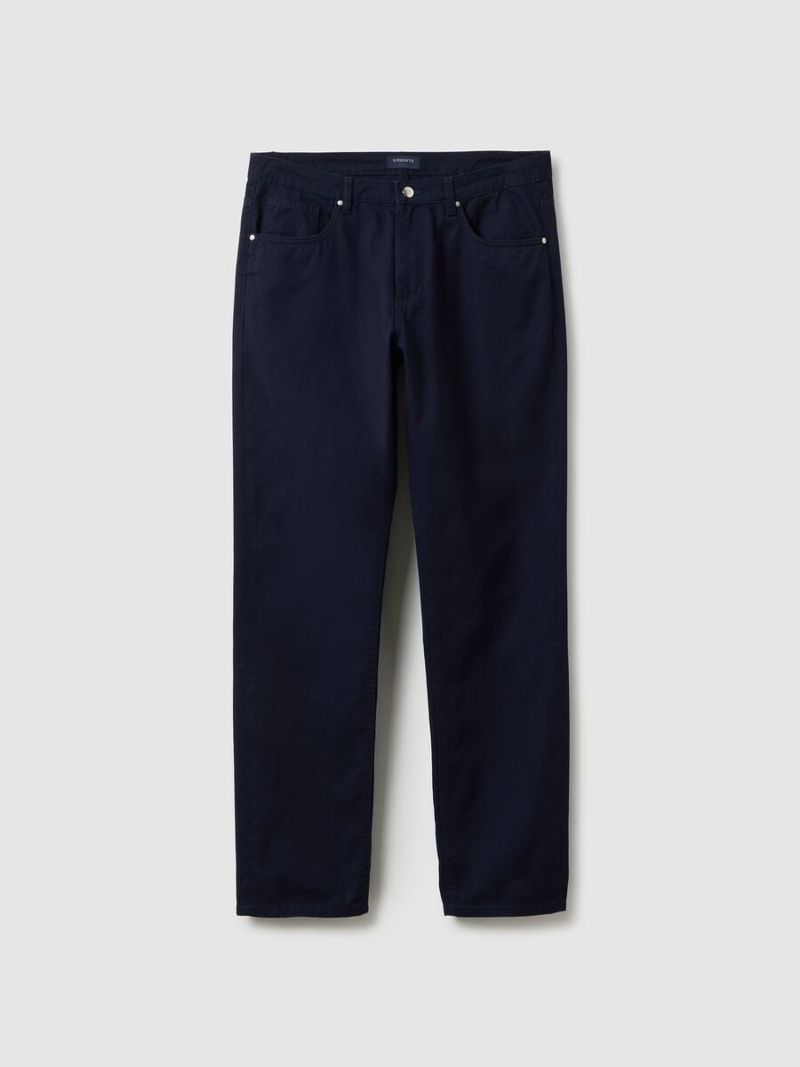 Regular fit blue pure cotton trousers_4