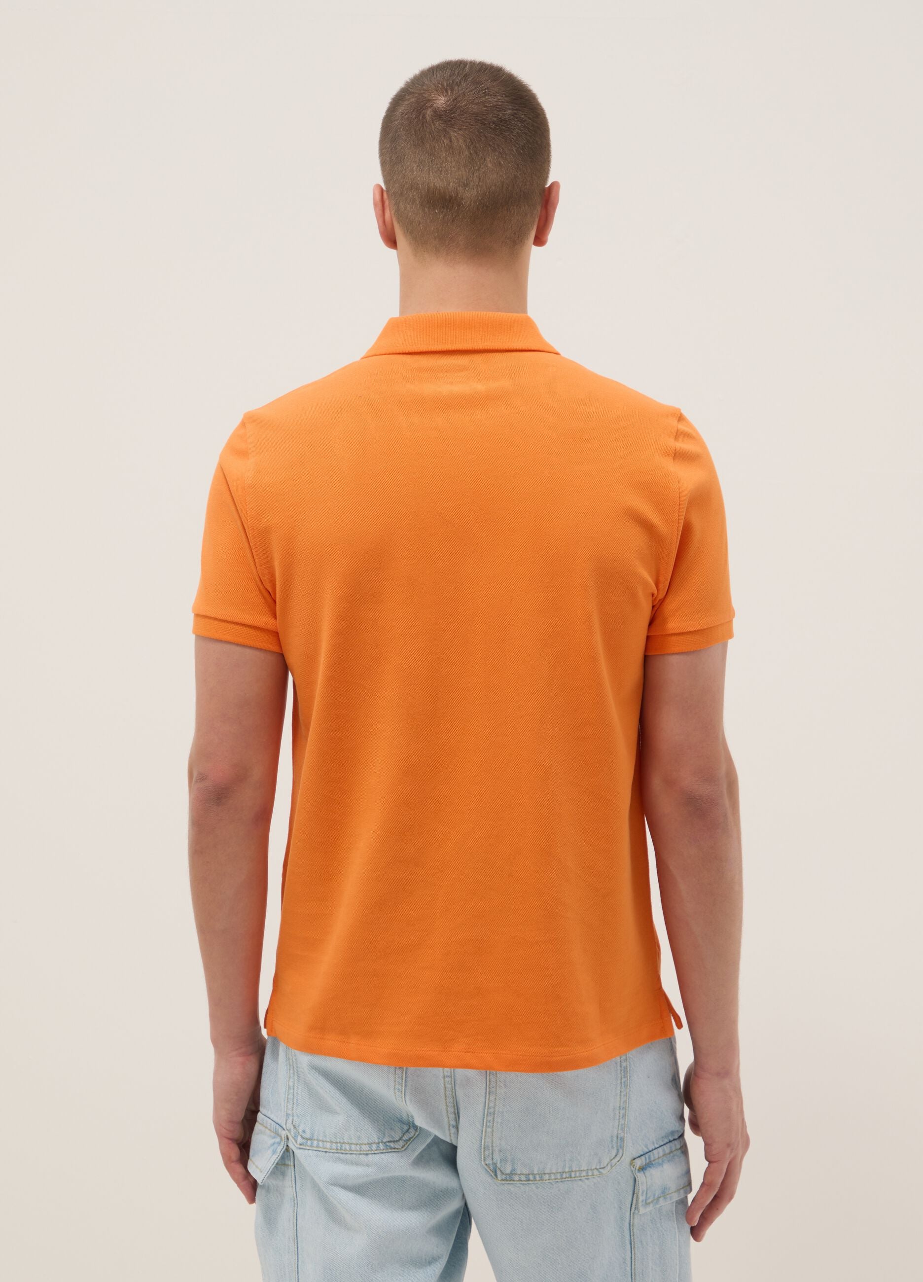 Orange short sleeve pure cotton polo shirt regular fit