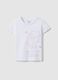 Girls' white cotton t-shirt with cat print, regular fit_0