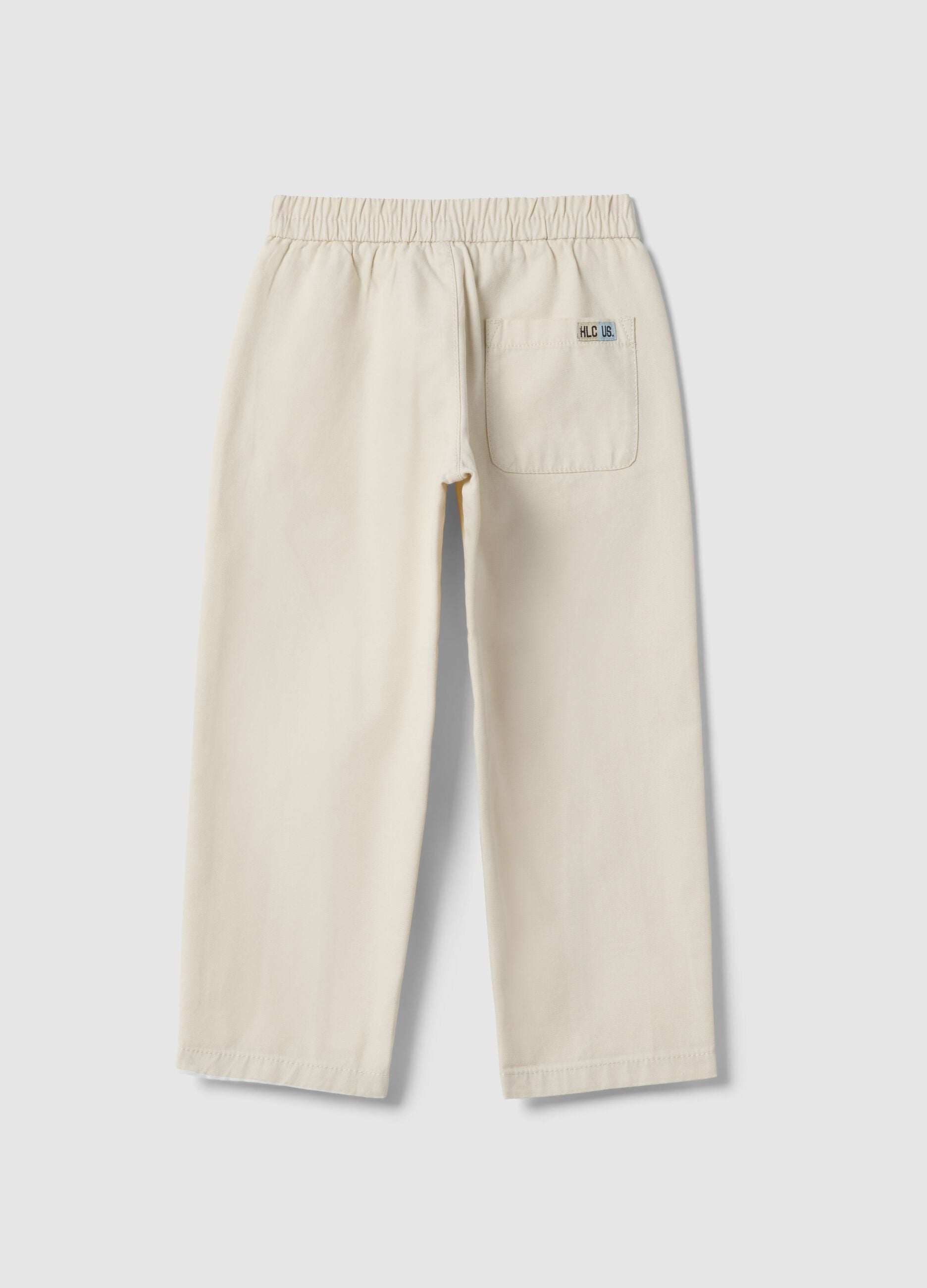 Kids' Beige Regular Fit Pure Cotton Trousers