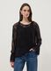 Black stretch blouse with sheer lace, regular fit_2