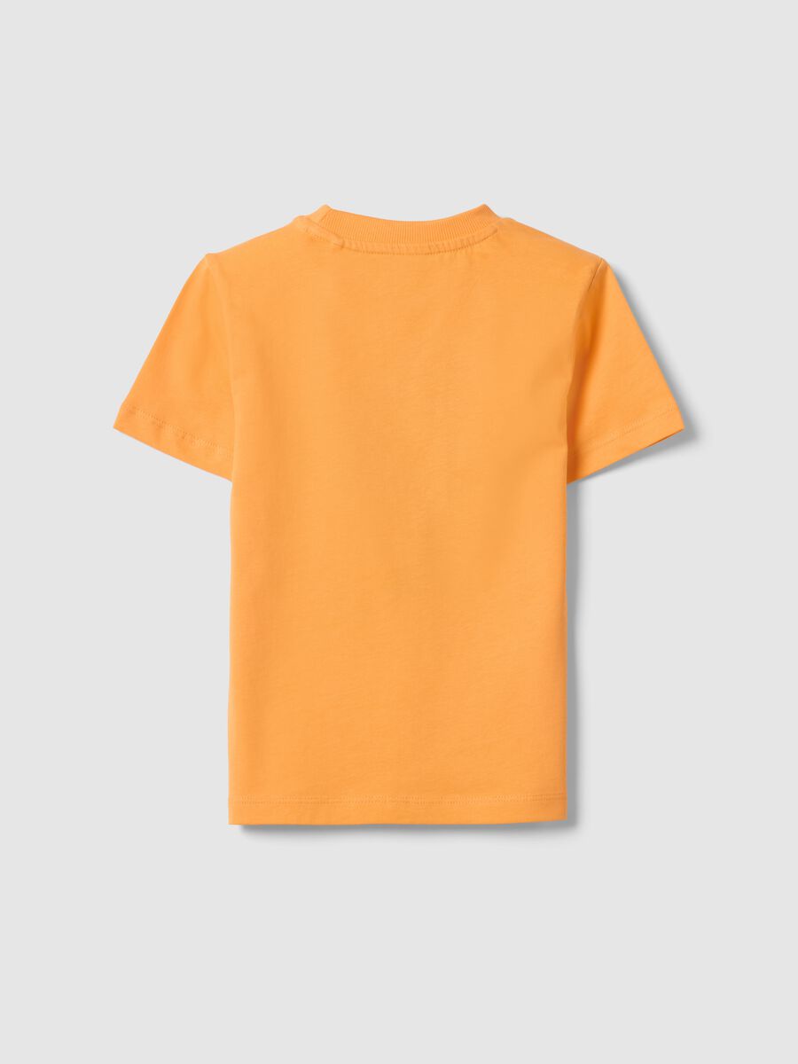 T-shirt in puro cotone arancione da bambino oversize fit con stampa_1