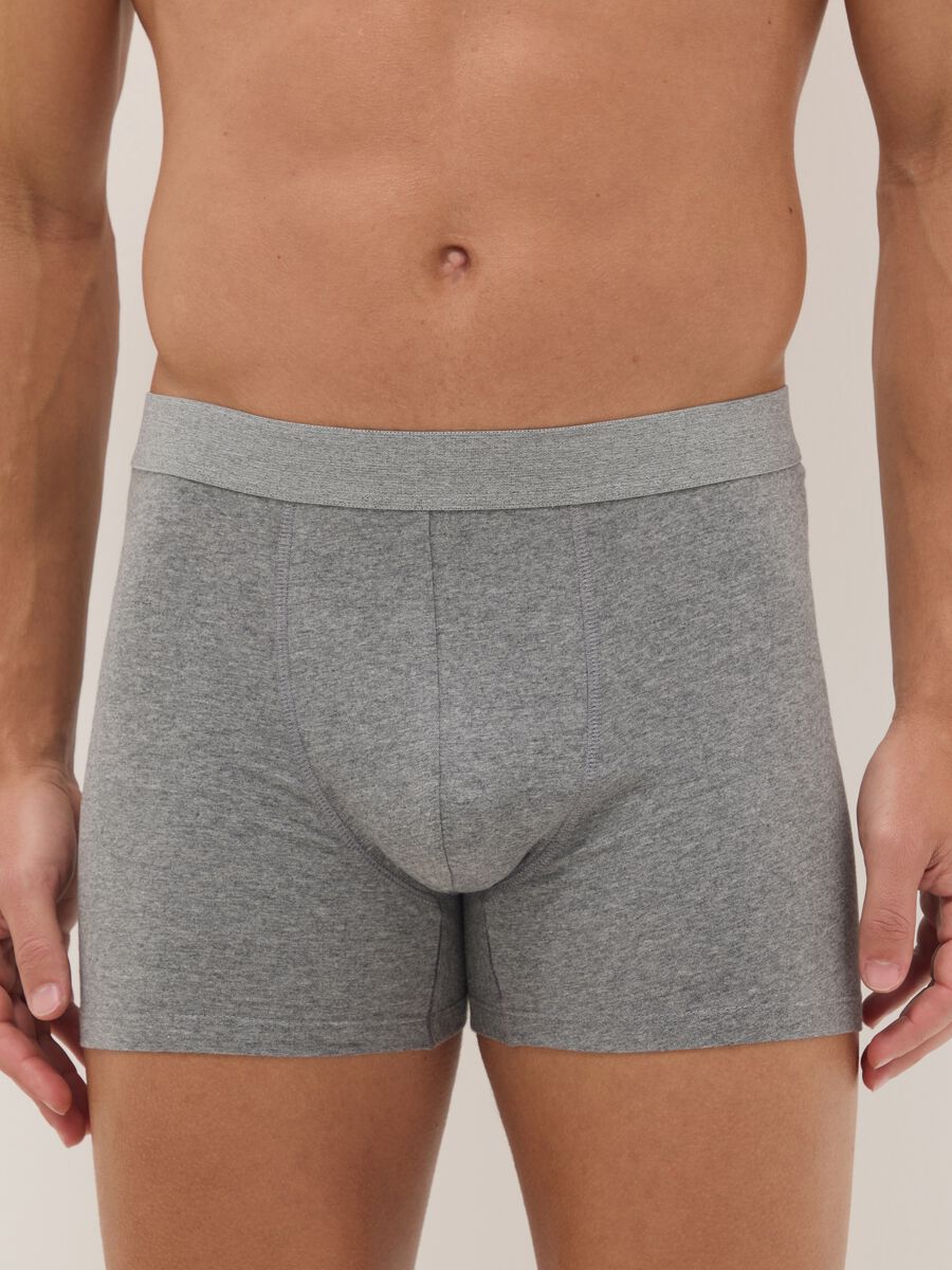 Tripack boxer midi grigi in cotone organico elasticizzato regular fit_1