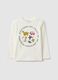 White pure cotton T-shirt regular fit with prints for boy_0