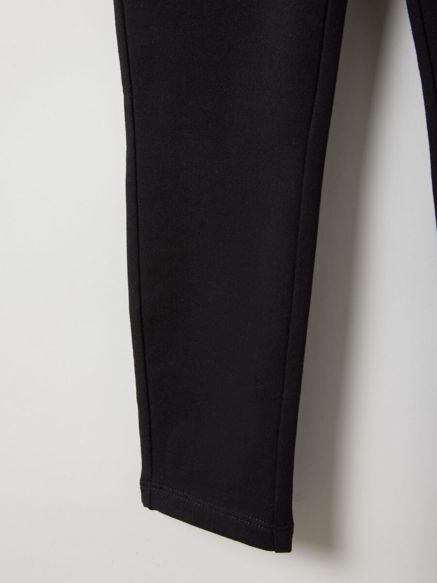 Girls' Black Stretch Cotton Slim Fit Treggings_3