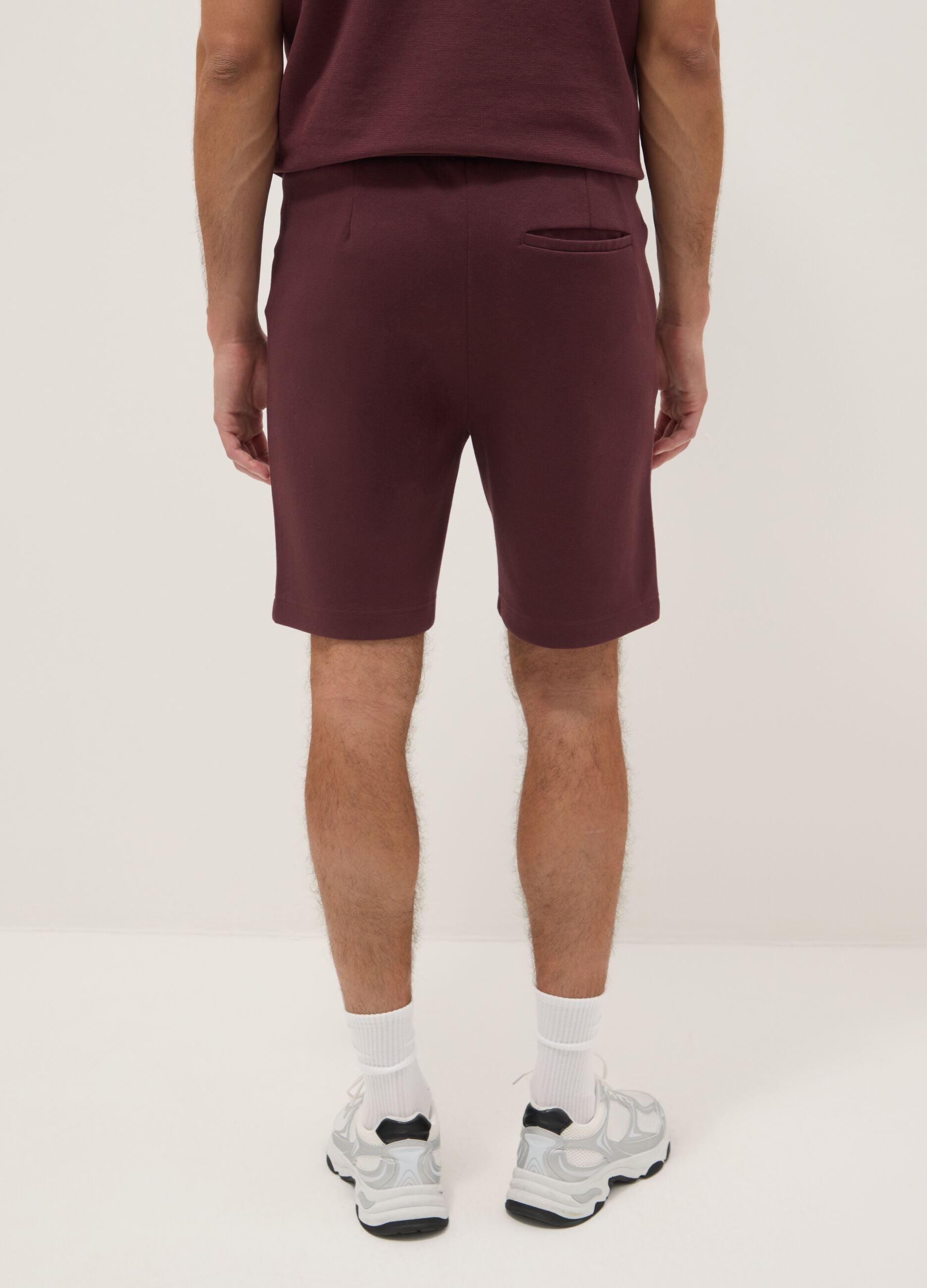 Shorts in puro cotone marrone regular fit con coulisse