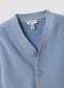 Blue cotton-blend V-neck oversized fit cardigan for boys_3