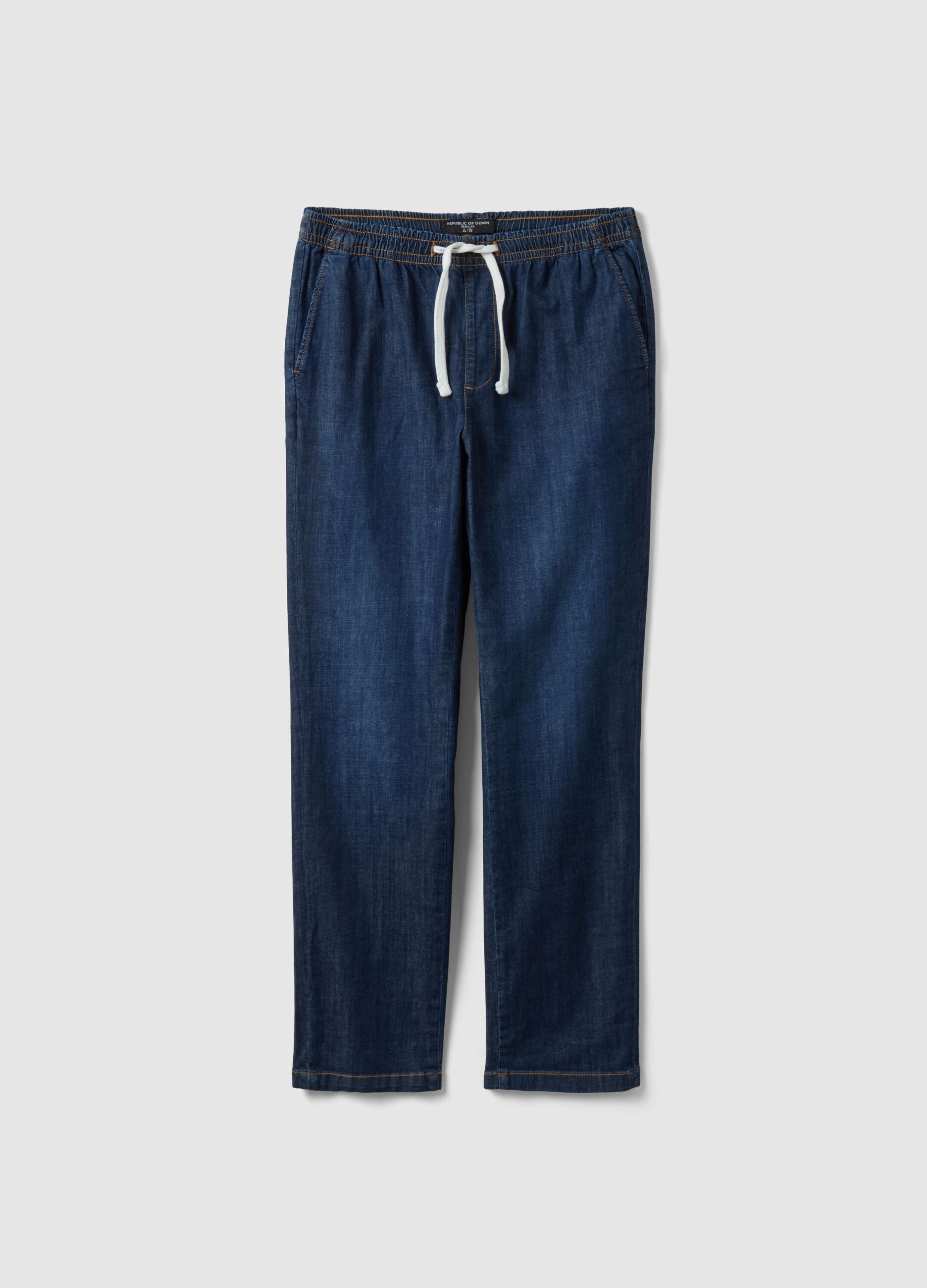 Blue Regular Fit Stretch Denim Cotton Jeans
