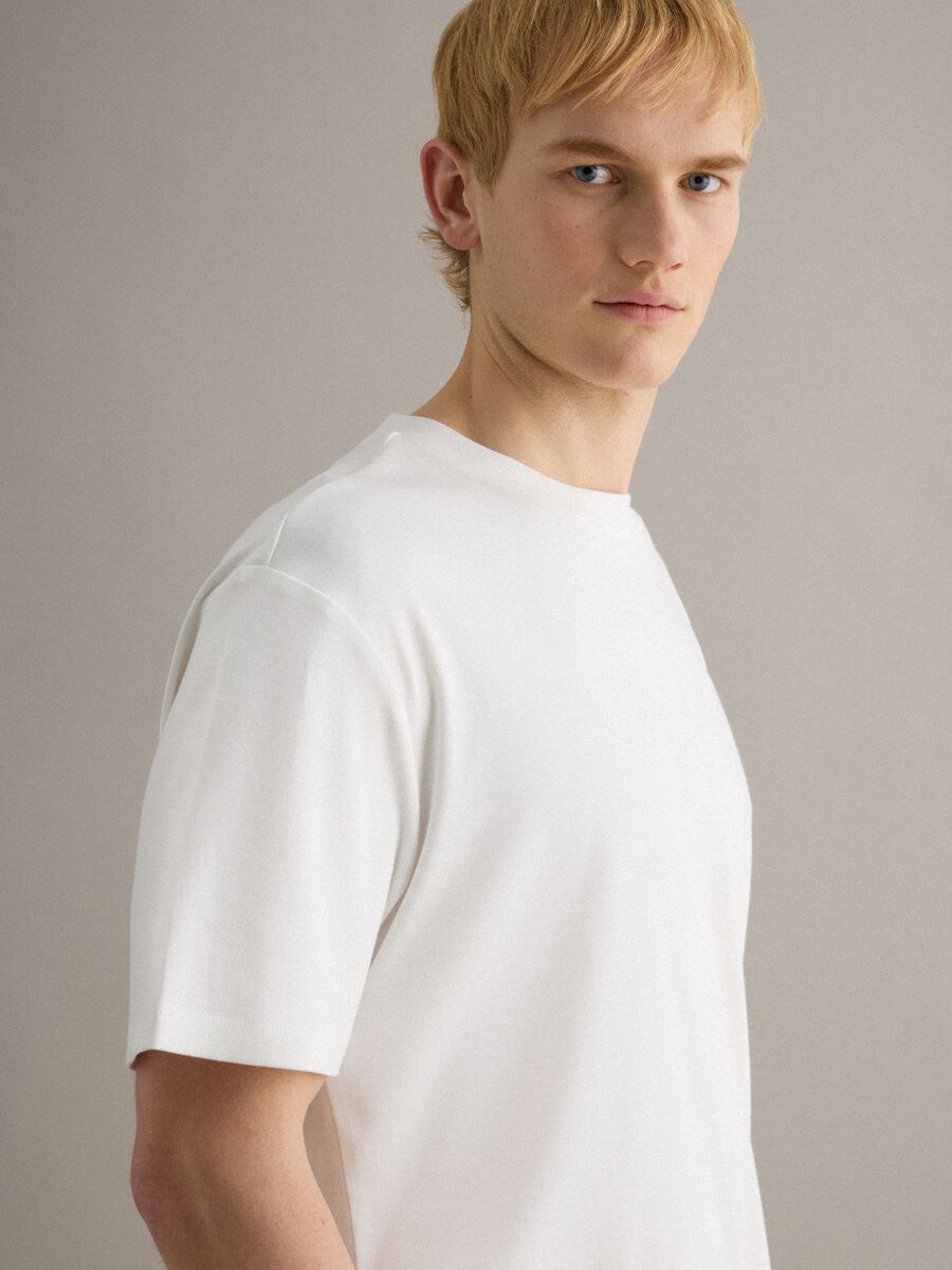 White cotton crew neck T-shirt, regular fit_2