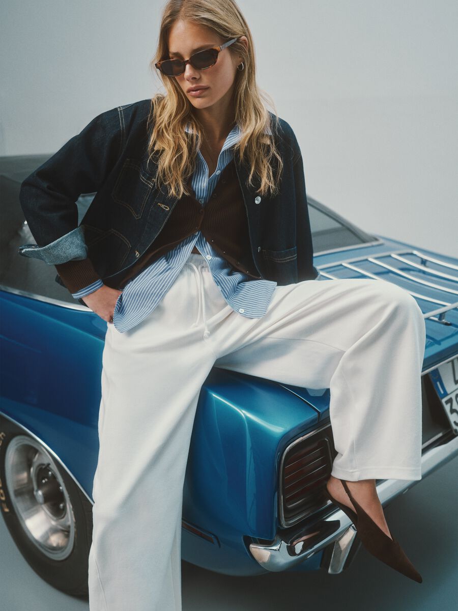 White Stretch Cotton Baggy Trousers_1