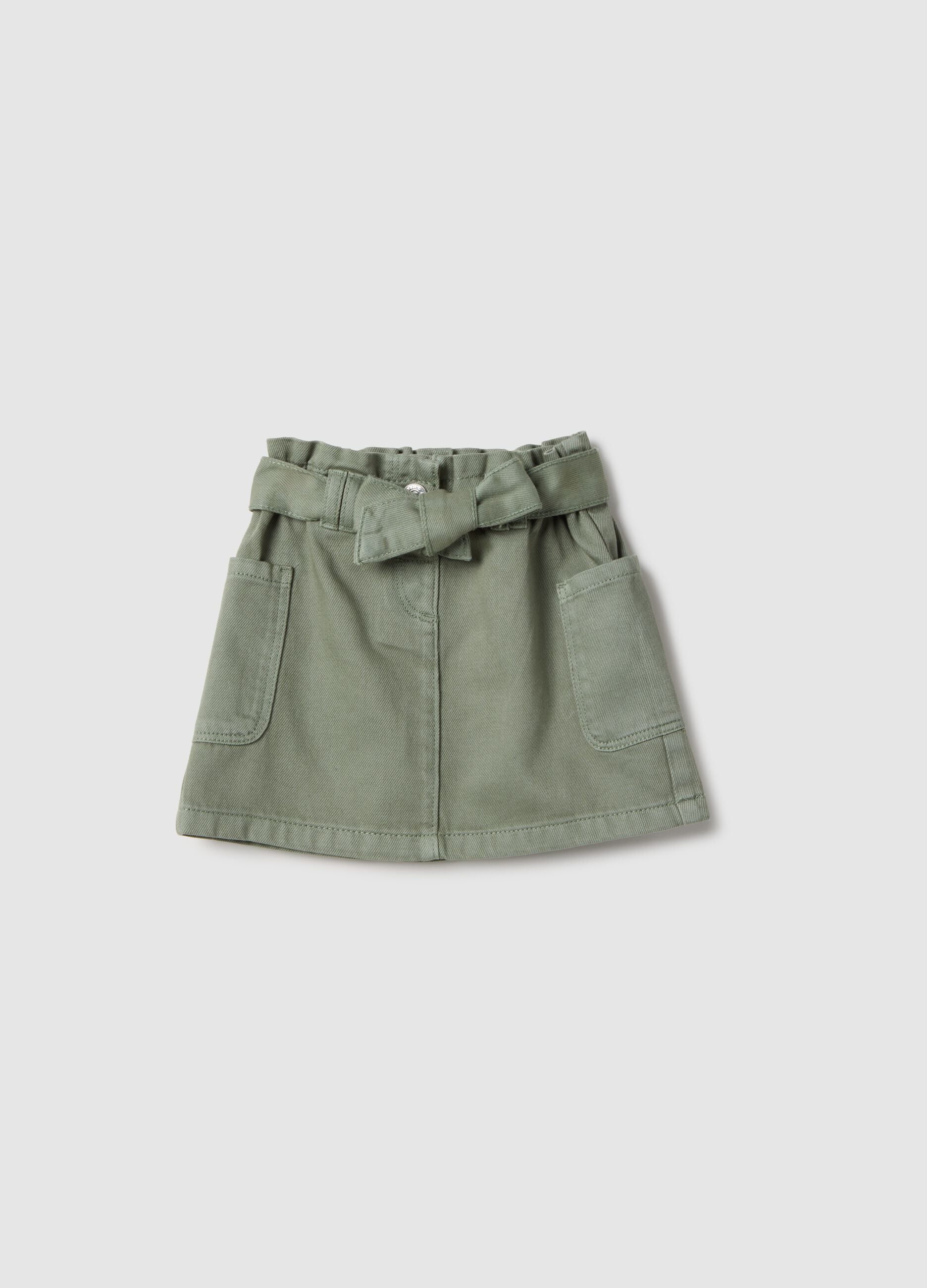 Adjustable green pure cotton skirt for girls