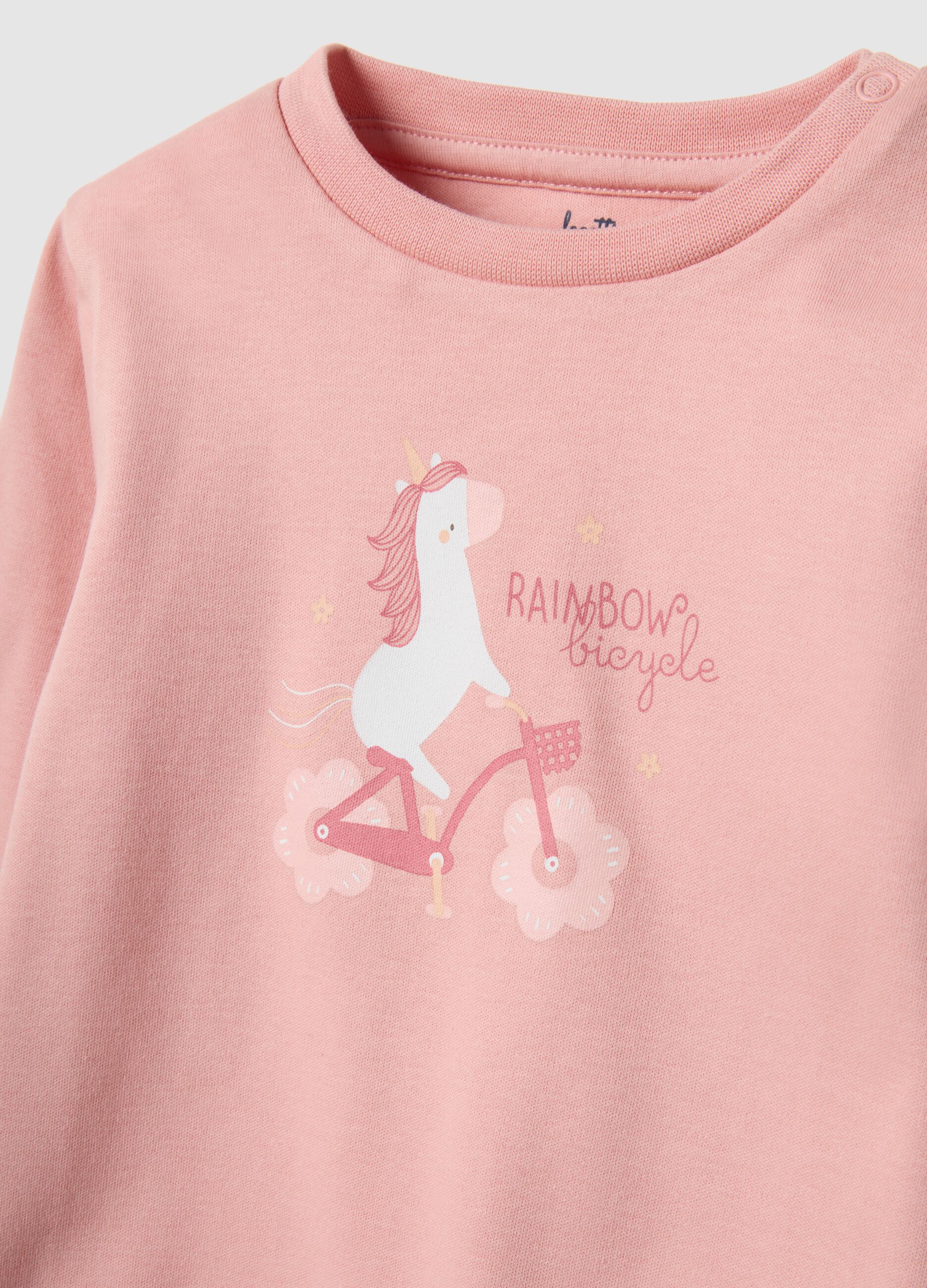 Baby girl's pink pure cotton pyjamas in regular fit with print