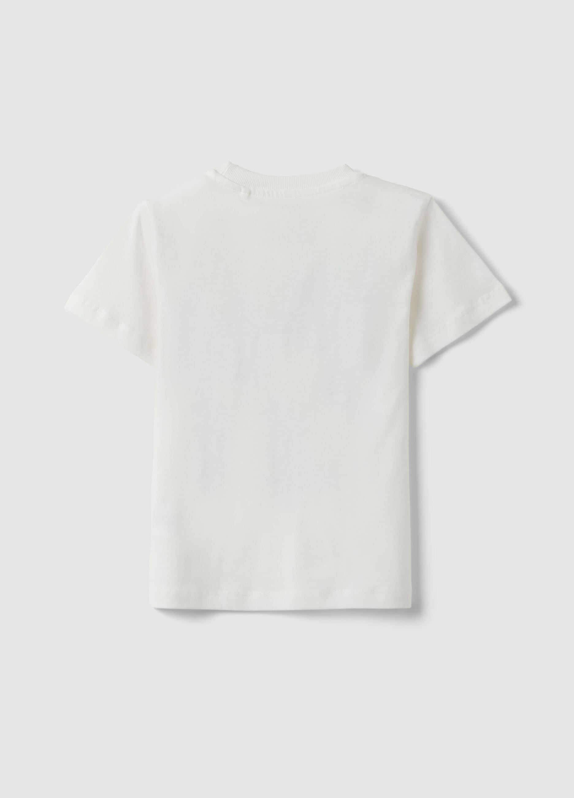 White pure cotton regular fit t-shirt for boys with print