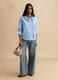 Pure cotton light blue regular fit shirt with bow collar_1
