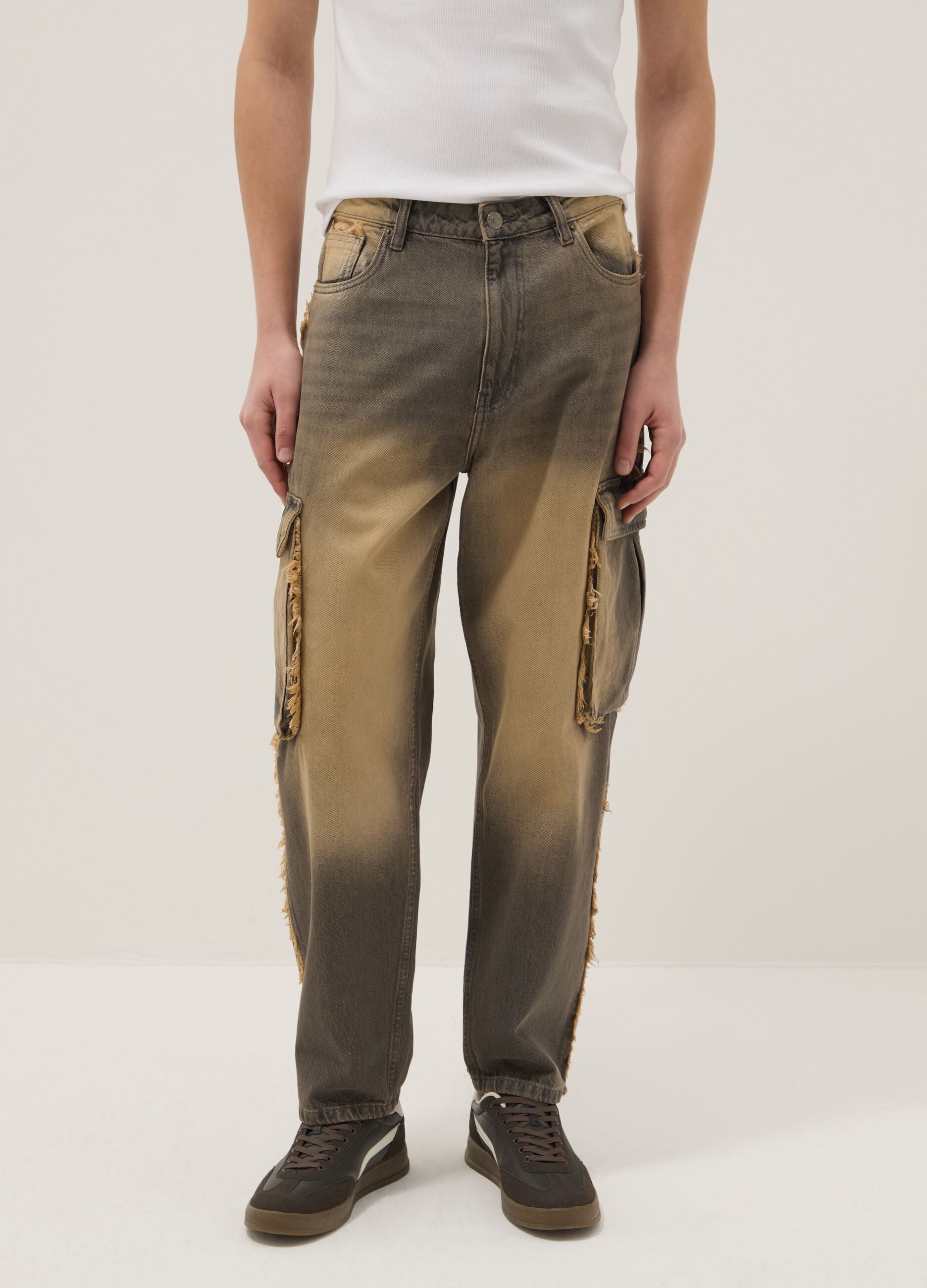 Multicolor pure cotton baggy fit jeans