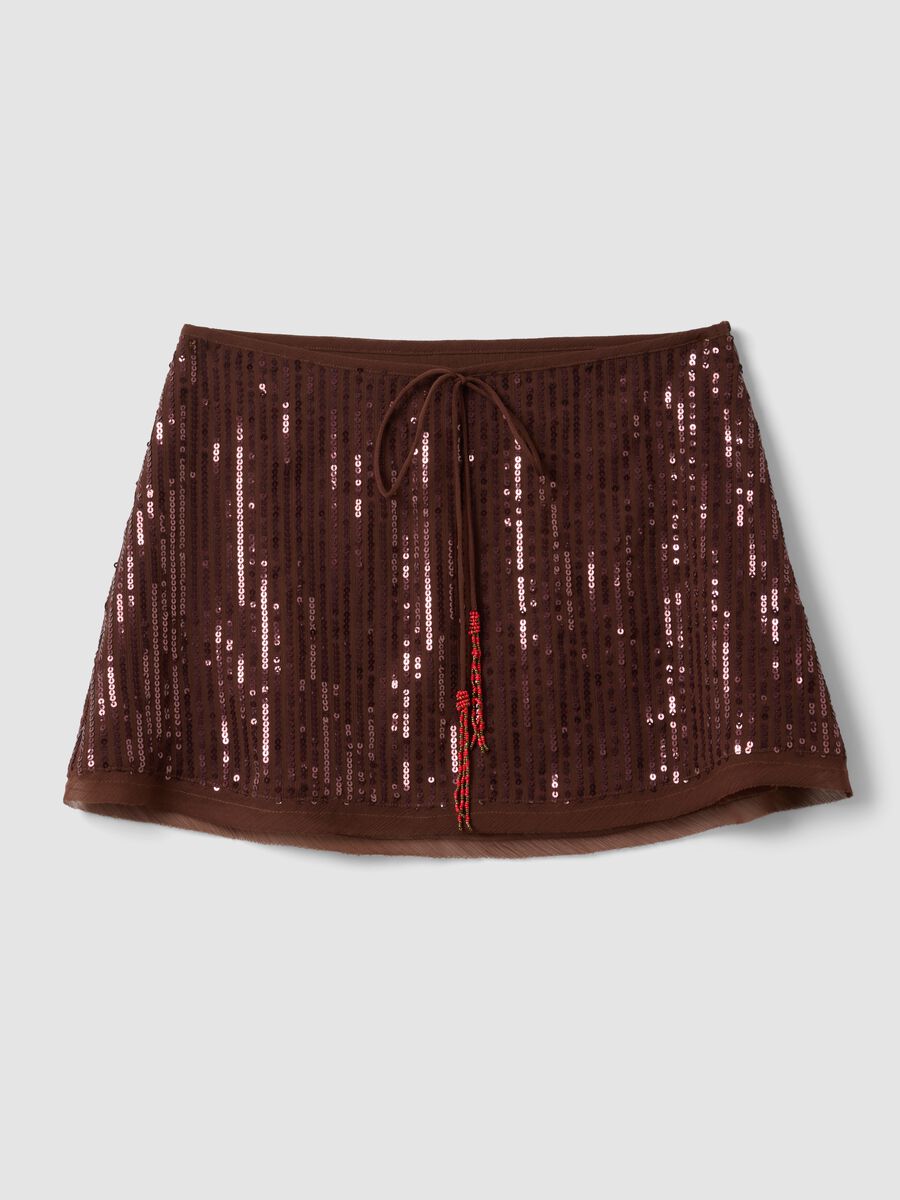 Brown sequin mini skirt_4